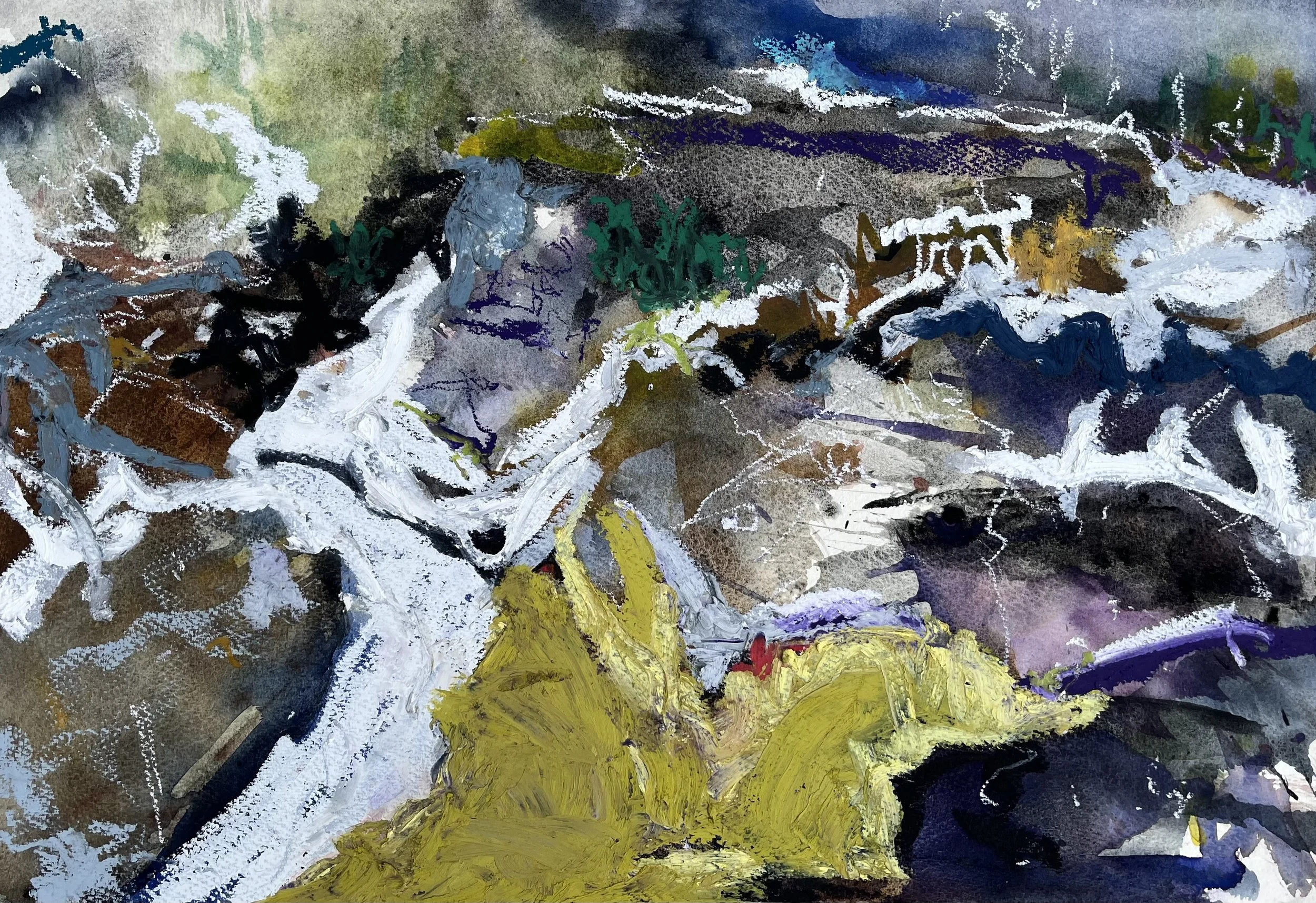 2024 Watercolor, oil pastel and soft pastel, 13 1/2 x 19 1/2 in