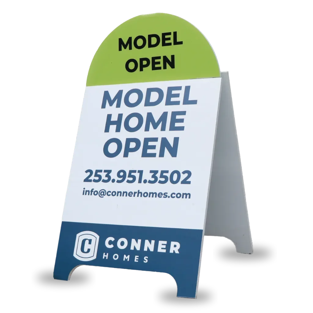 model home open a-frame signage