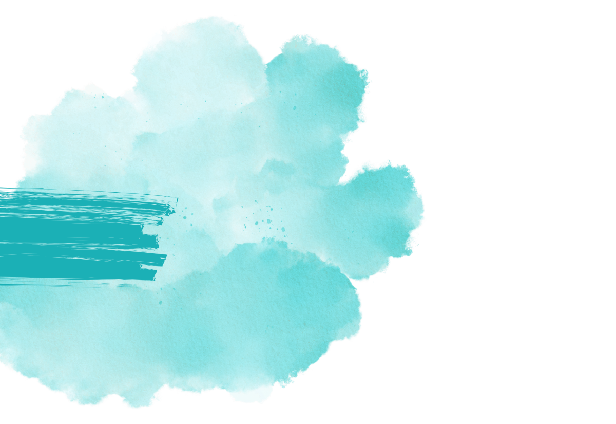 A large, irregularly shaped blue watercolor splash on a white background.