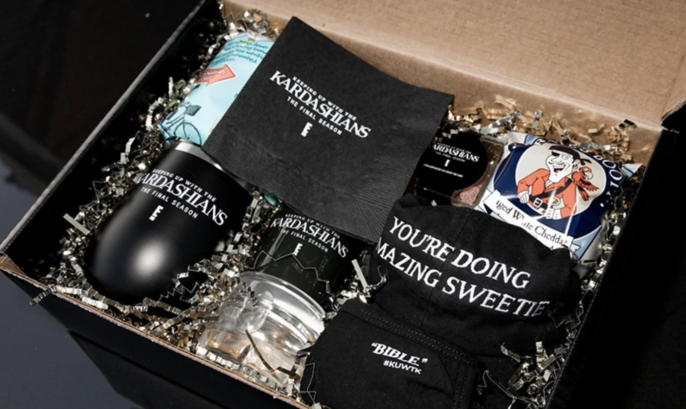 A swag bag given to attendees of the Kardashians Drive-In Premiere Screening