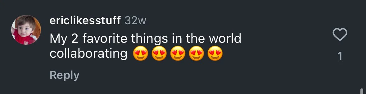 Arsenal supporter comments saying My 2 favorite things in the world collaborating