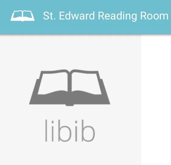 Sign for St. Edward Reading Room with a book icon and the word "libib".