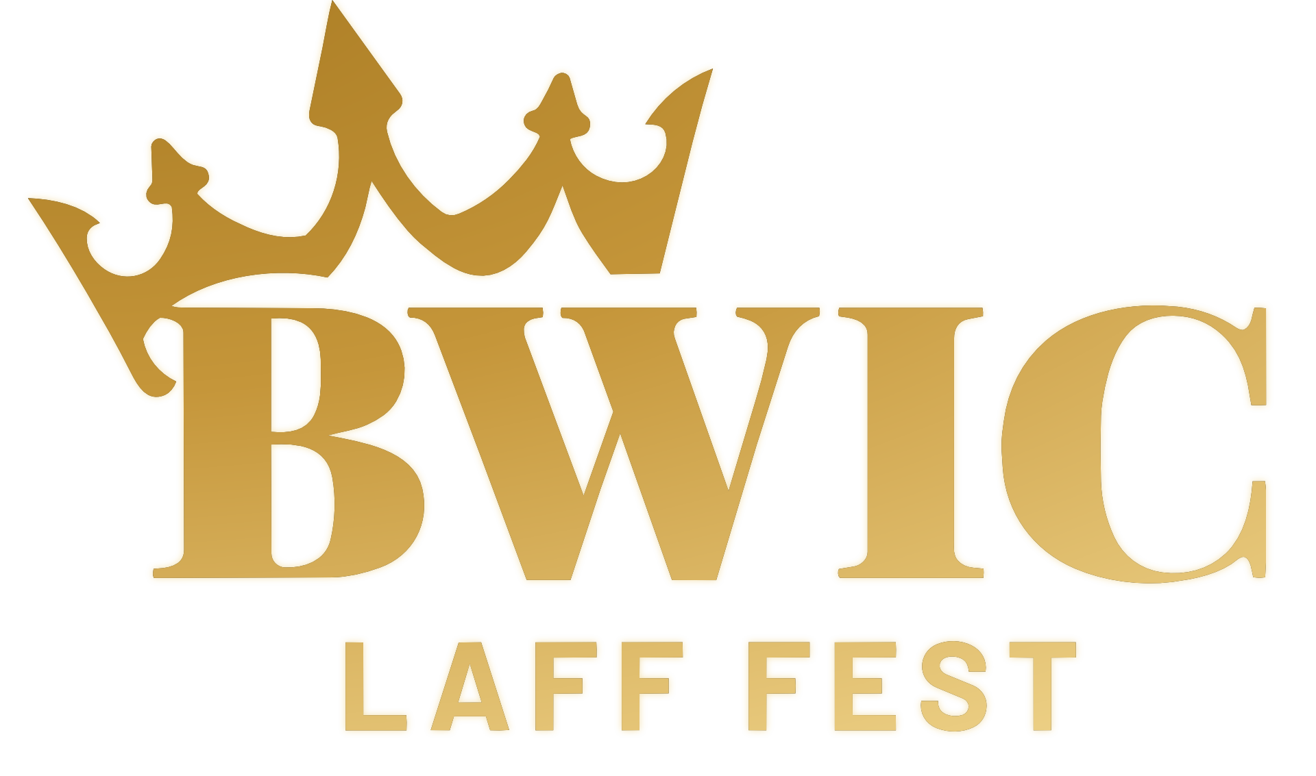 A gold-colored logo with a crown above the letters 'BWIC' and the words 'LAKEFEST' underneath.