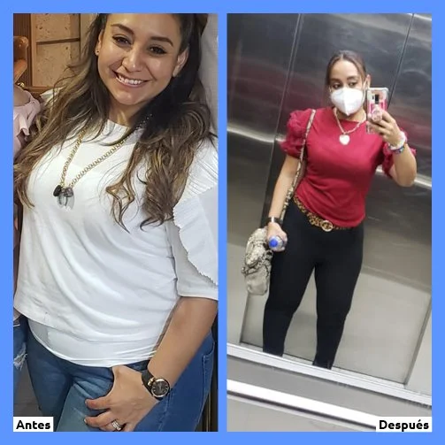 Foto de dos mujeres, la de la izquierda con blusa blanca y la de la derecha con mascarilla, en un elevador, tomándose una selfie.