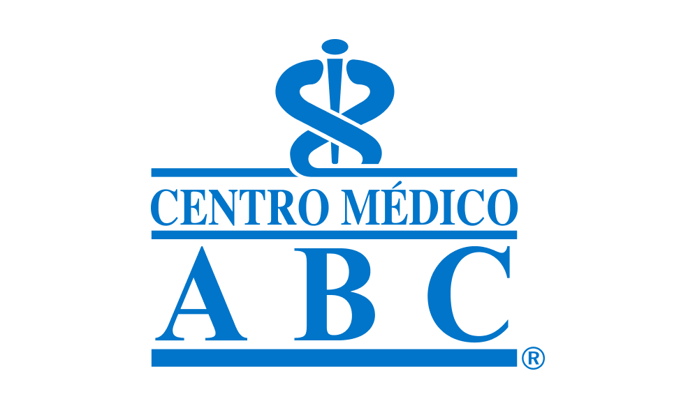 Logotipo de un centro médico con símbolo de caduceo y texto en azul que dice 'Centro Médico ABC'.