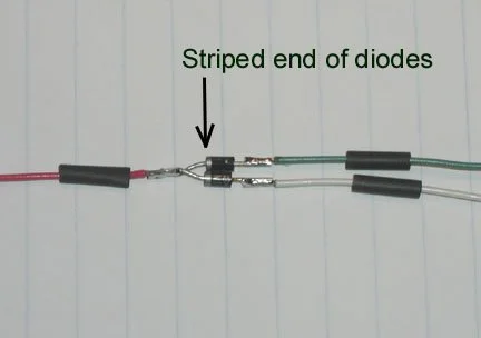 (A)  Solder diodes together &amp; connect wires