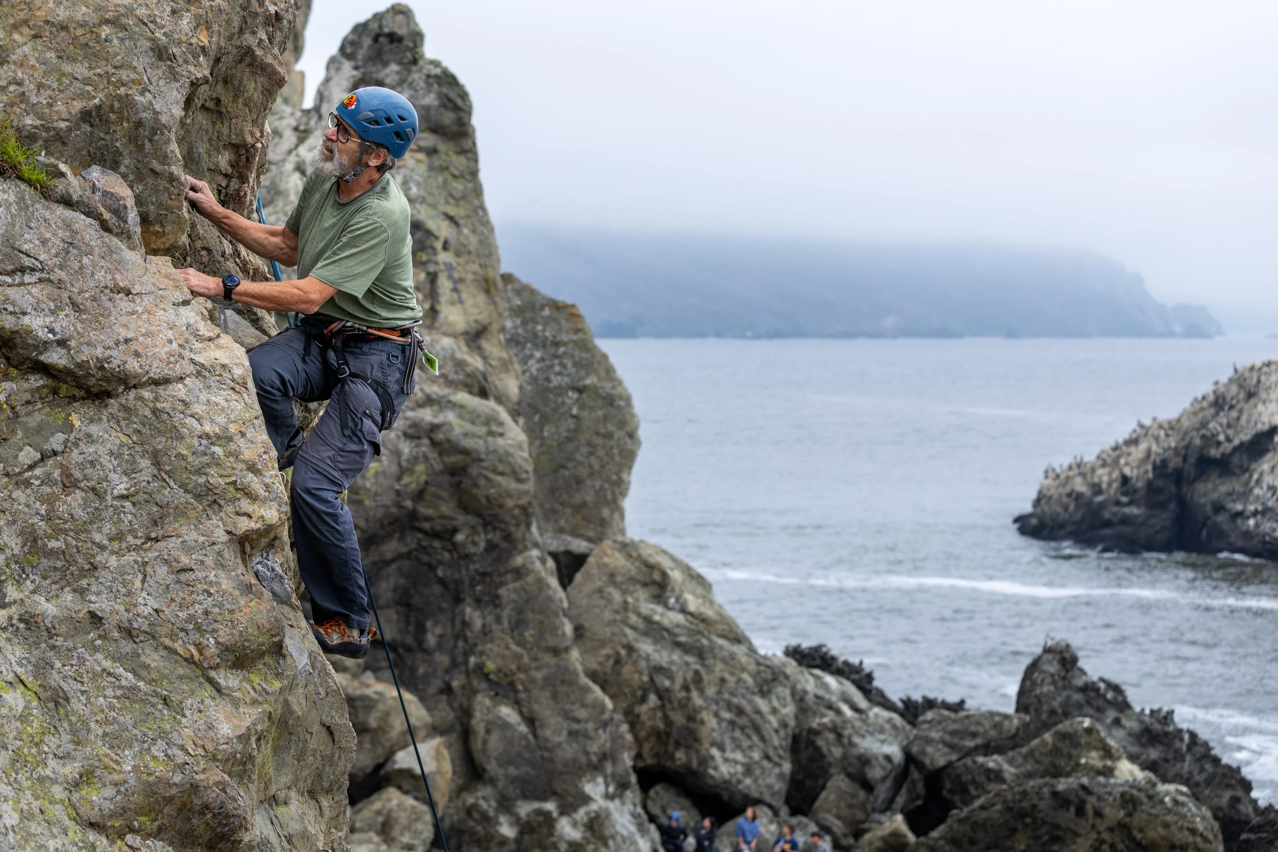 Bay Area Mickey's Beach Rock Climbing Adventure Photo - man climbing over ocean