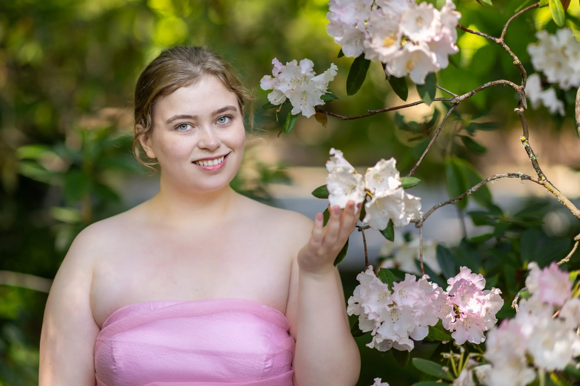 Filoli cypress allée commercial model session pink gown Bay Area fashion photographer