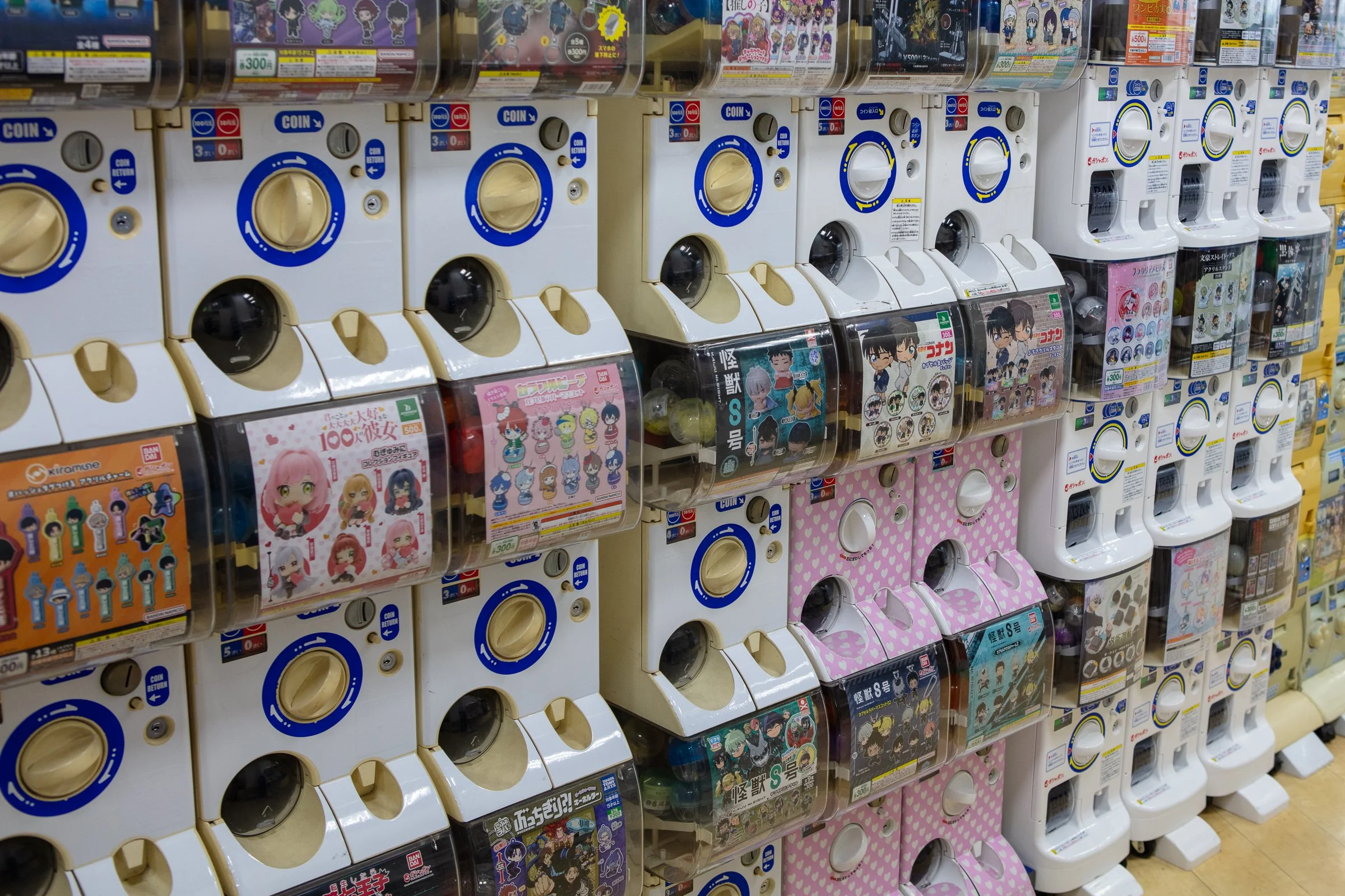 Gacha capsule toy vending machines Tokyo Japan anime figures
