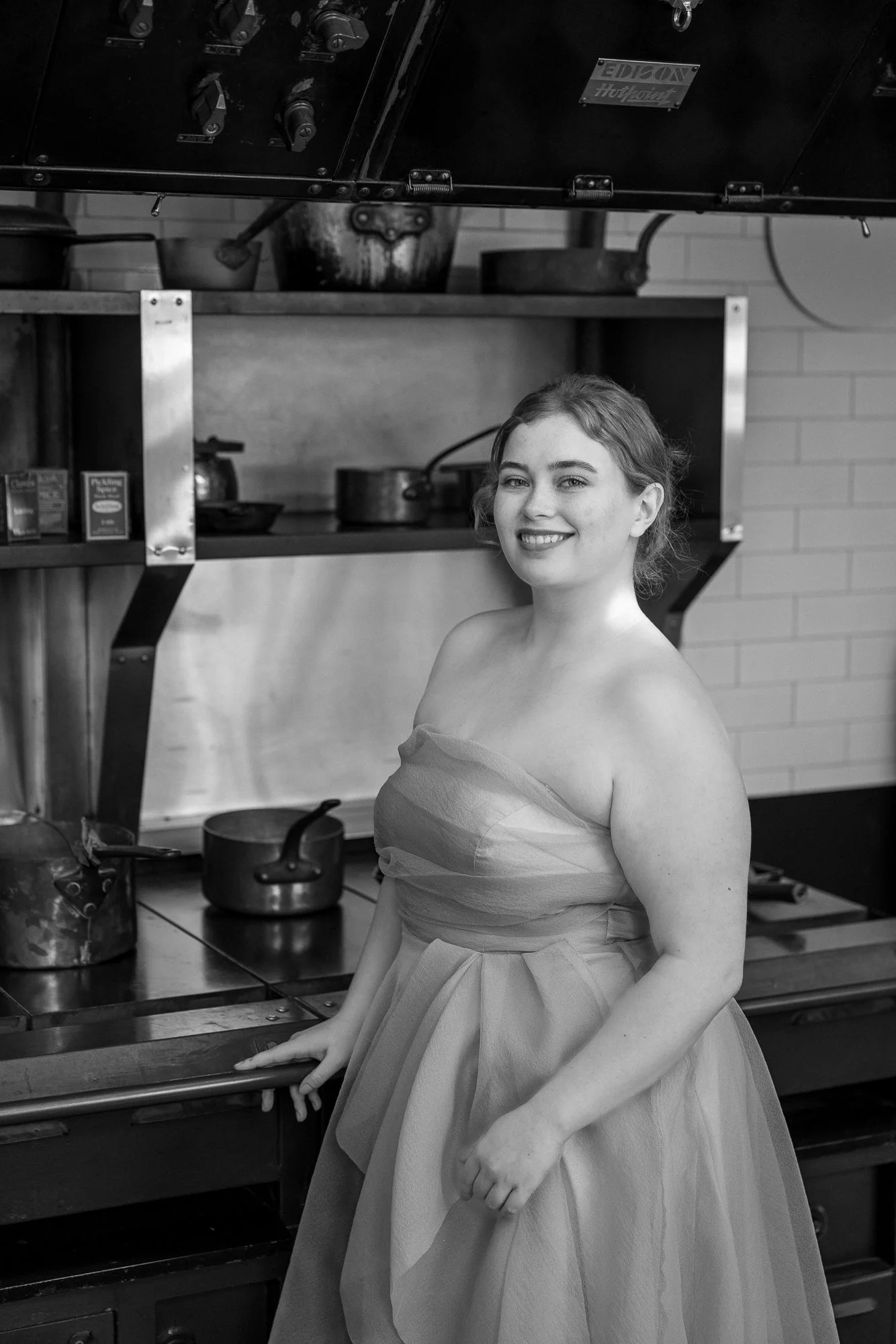 Filoli kitchen portrait black and white commercial model book frame, Bay Area fashion photographer