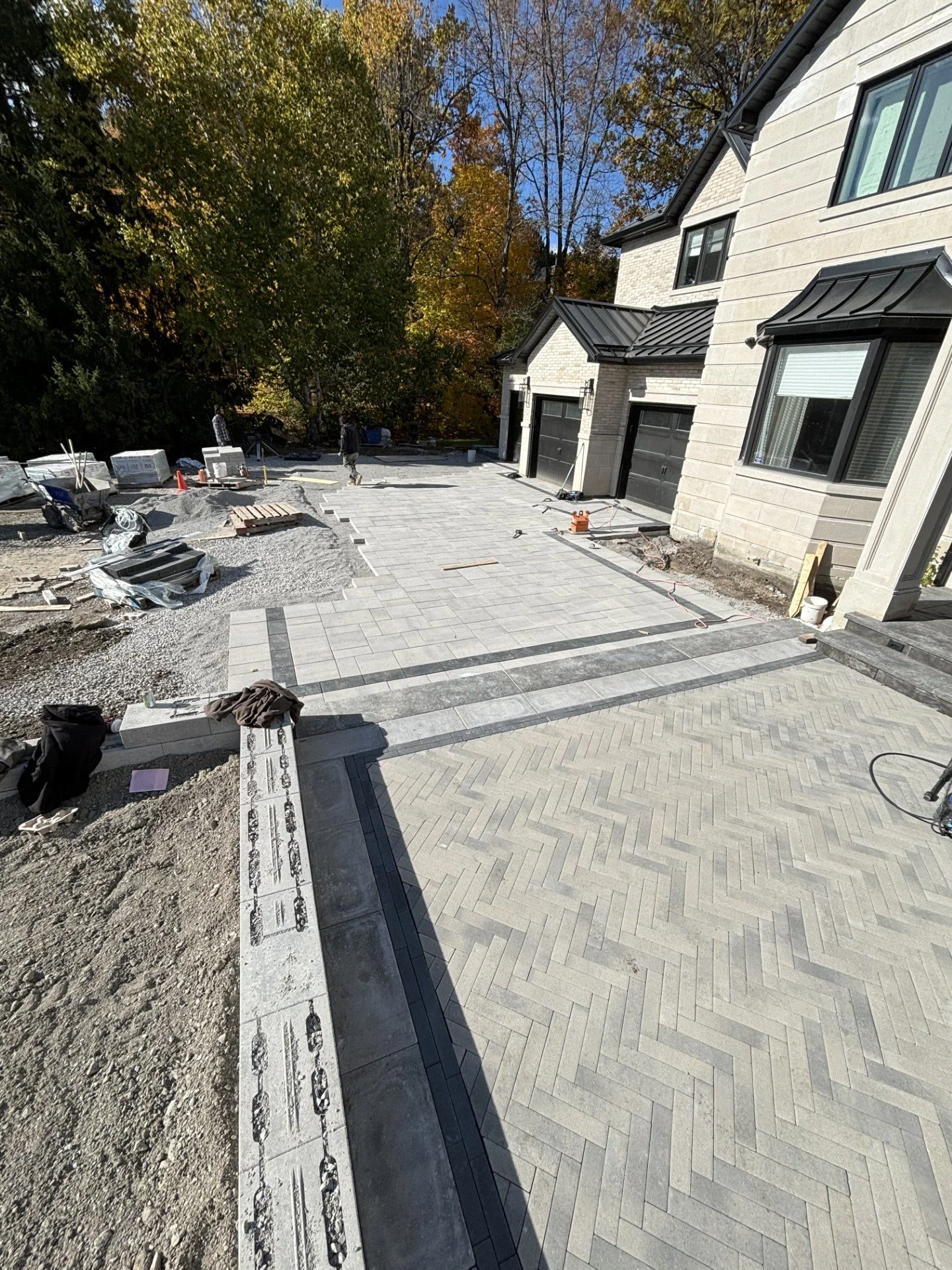Interlock driveway during construction