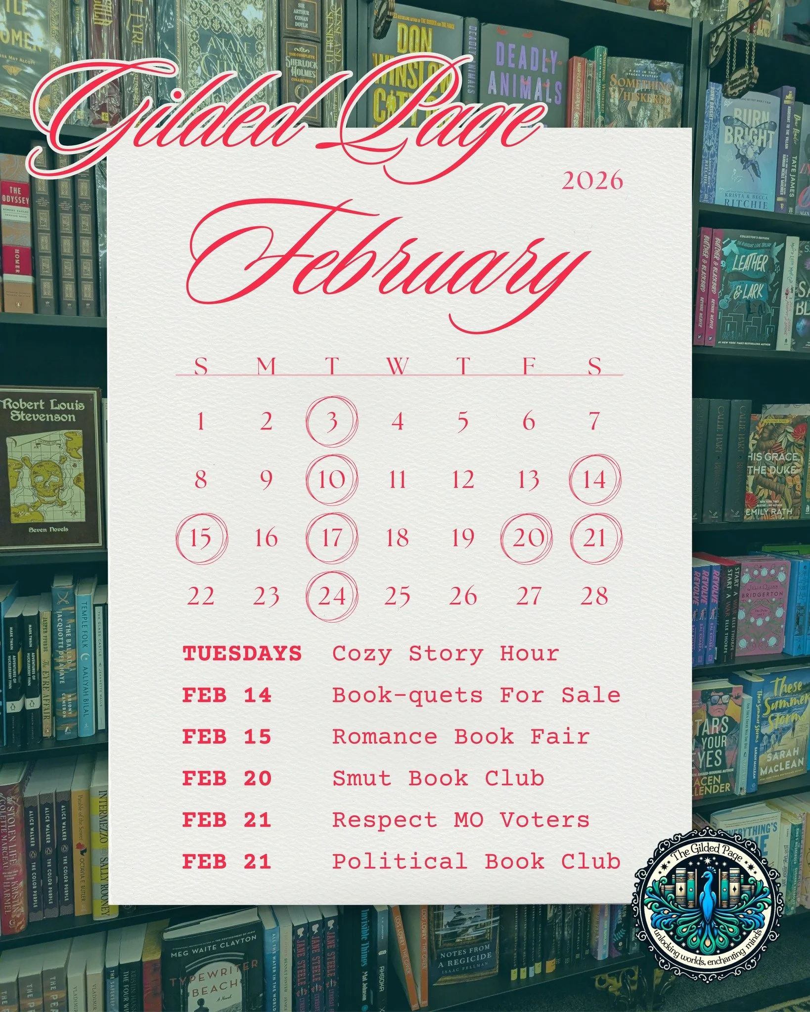 hello dearest readers,
february is full of events and shopping joys!

book-quets for valentine&rsquo;s day
blind date with a book (romance edition)
smut book club
political discourse book club + petition signing
j. rieger popup

if you want details, 