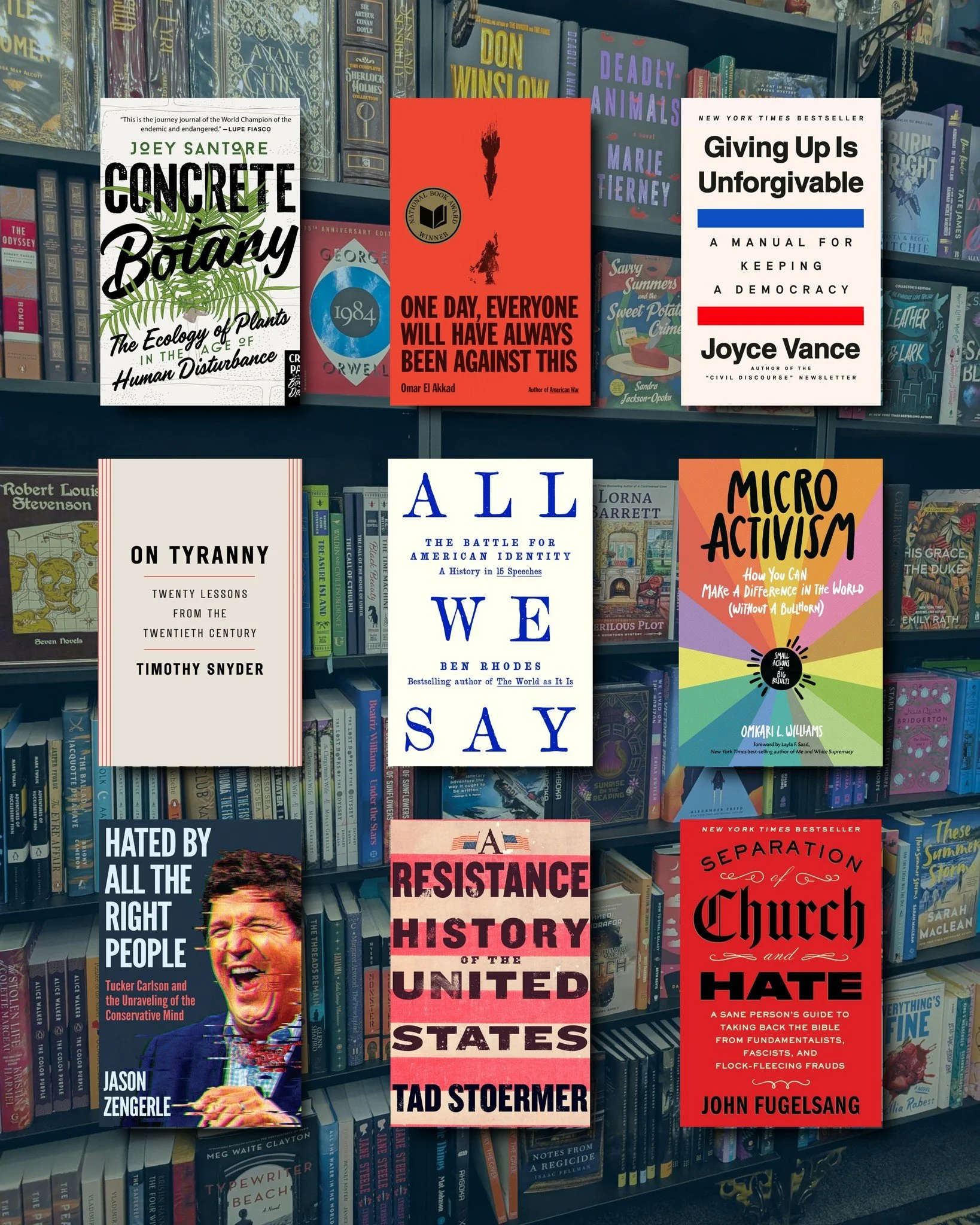 Some books steady us.
They offer context, language, and ways of thinking that last longer than the news cycle.

We keep a small section devoted to organizing, history, and resistance.
These are titles meant to be read slowly and returned to often.

I