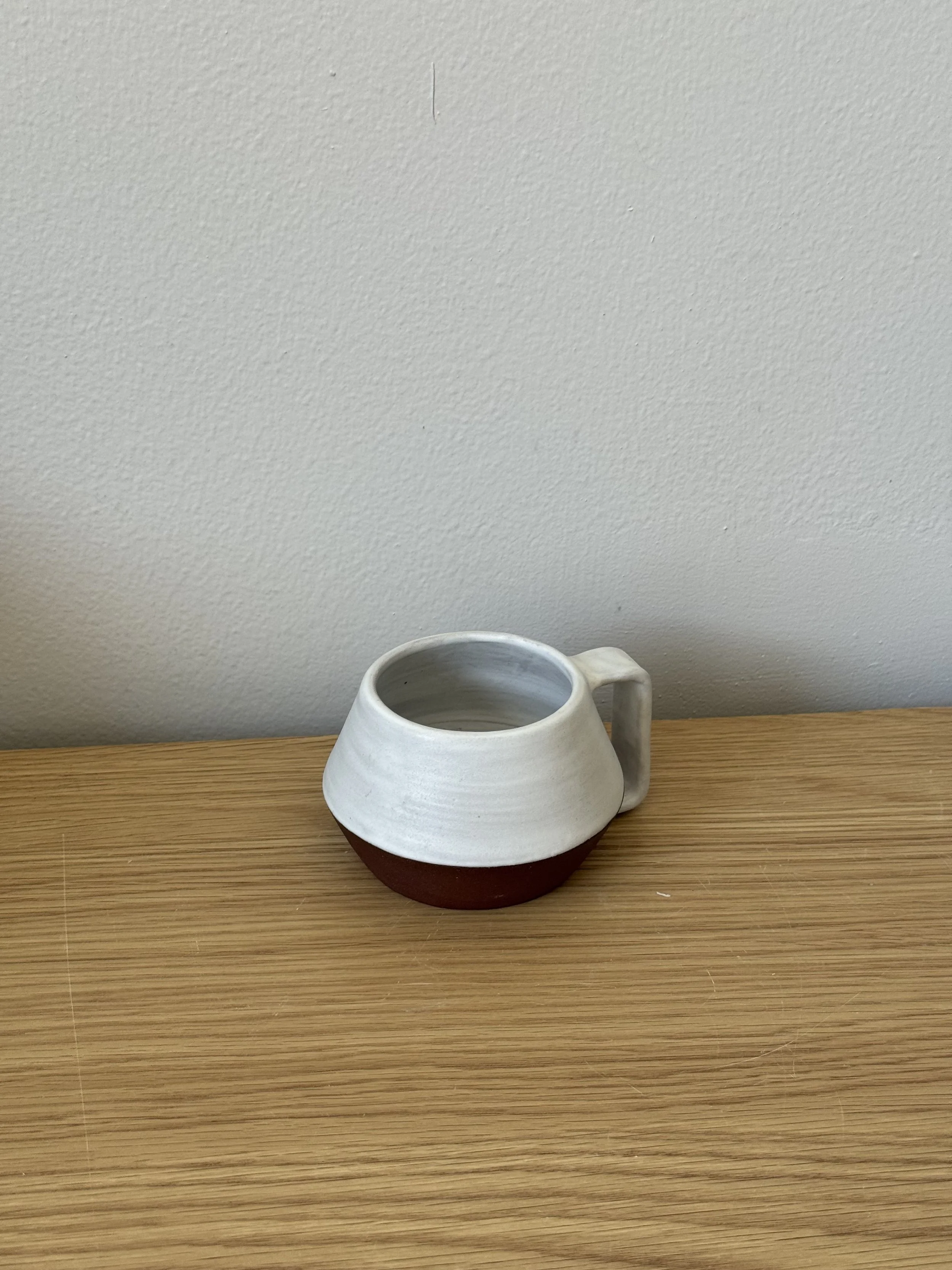 Angular Mug, Exposed Red Stoneware with Matte White Glaze