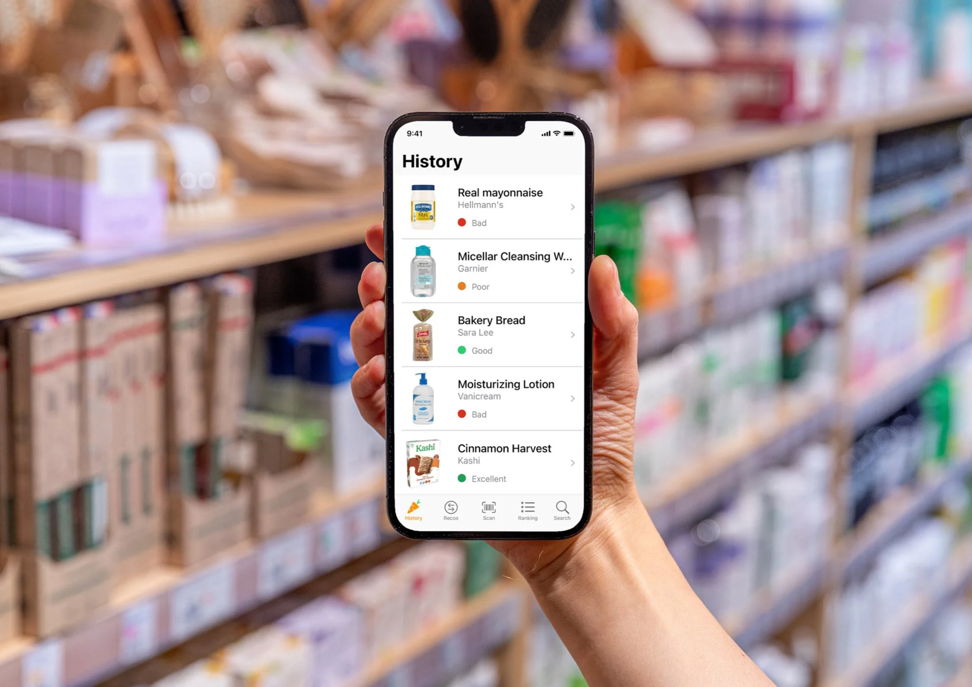 Image of Yuka app on a mobile device