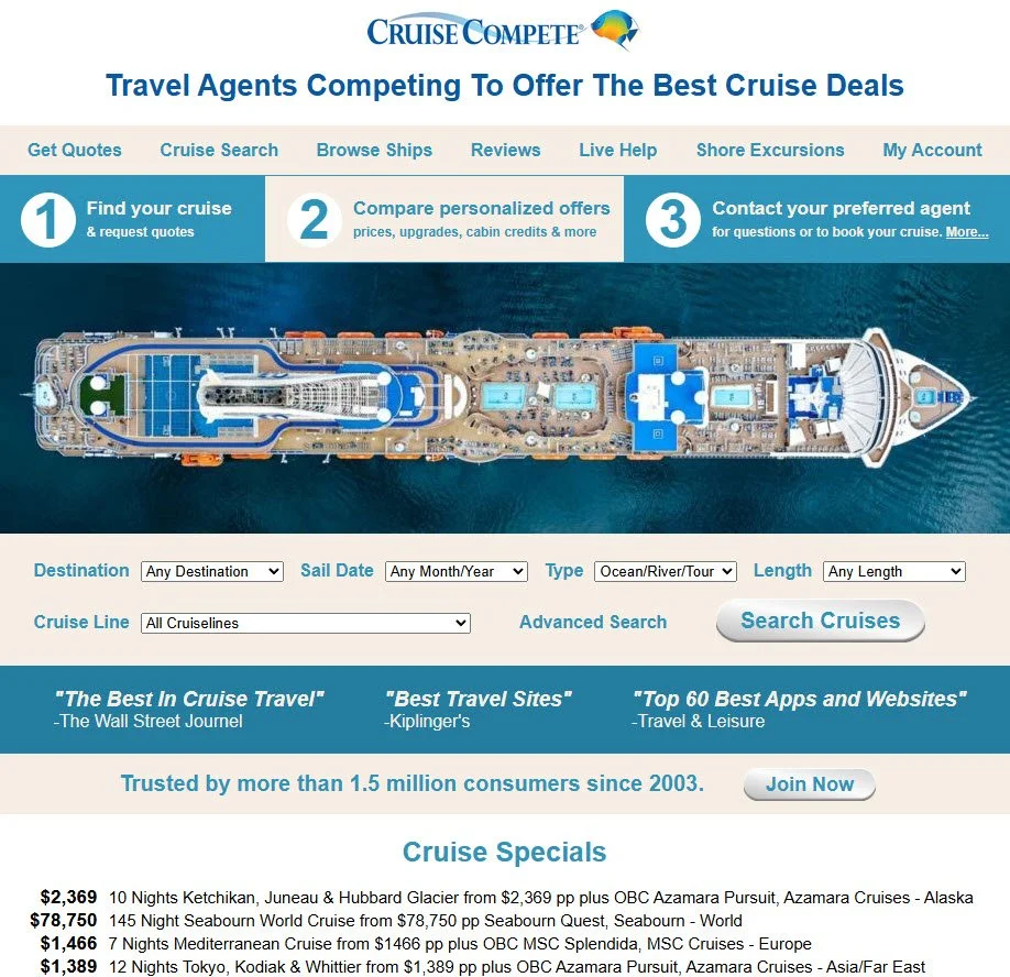 Image if Cruise Compete website: https://www.cruisecompete.com/?source=271