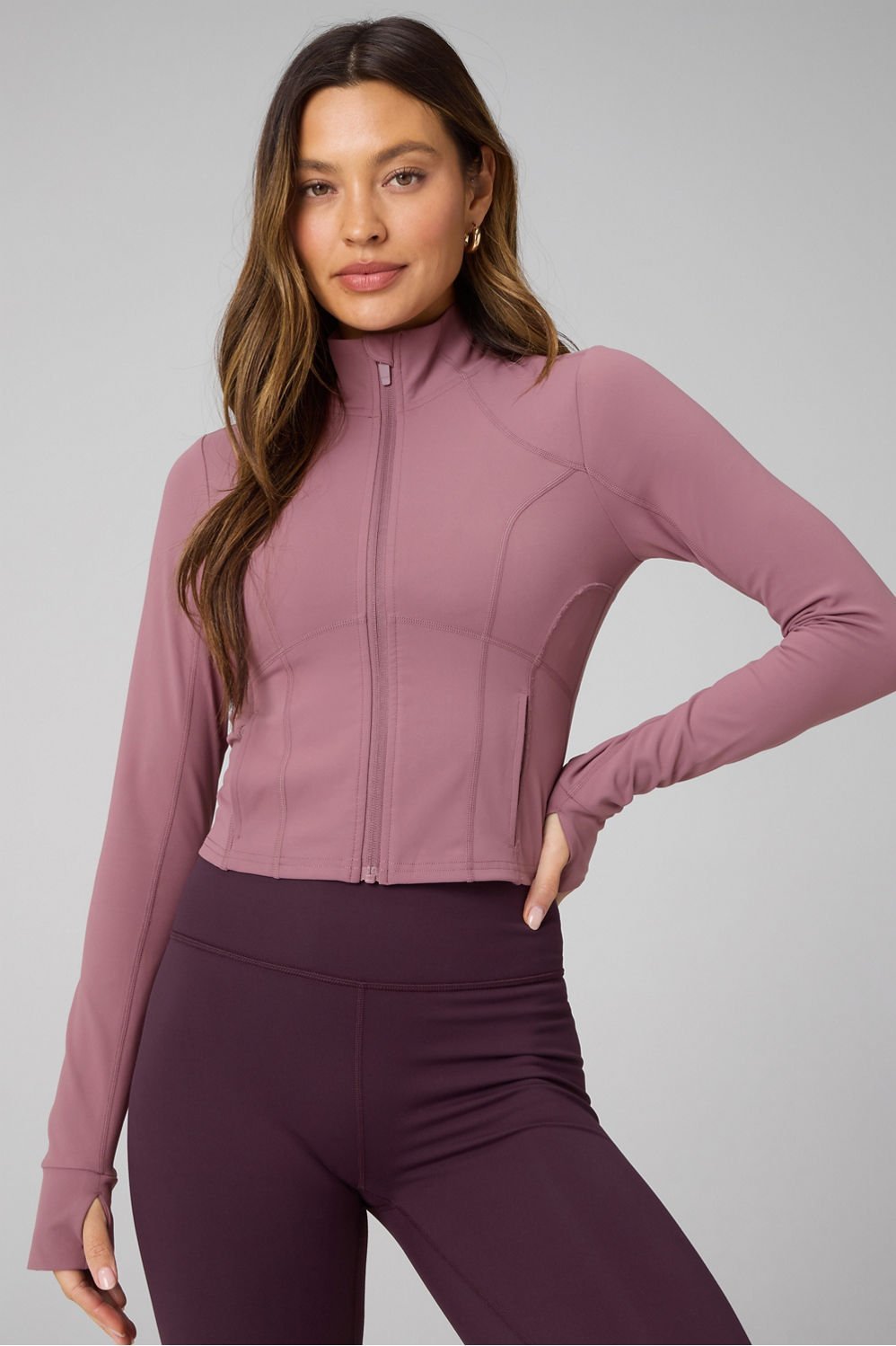 Model in Fabletics Perfect Store Cropped Training Jacket