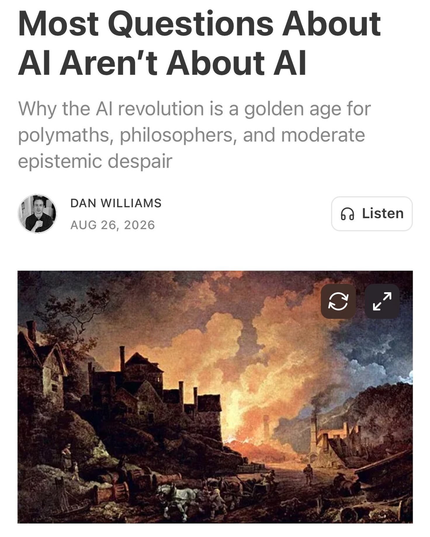 Are you still feeling existentially uncertain about the future of AI? Us too. Check out Dan Williams&rsquo; reflective essay &ldquo;Most Questions About AI Aren&rsquo;t About AI&rdquo; (link in bio)