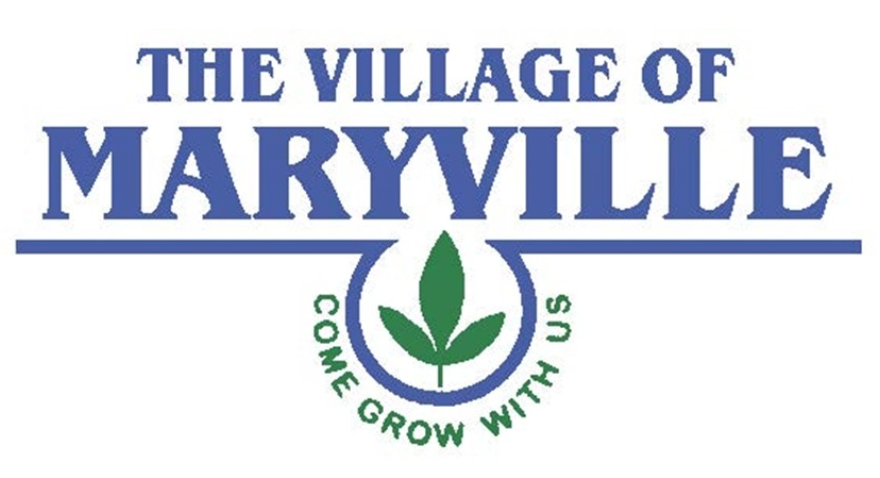 Logo of the village of Maryville with the slogan 'Come Grow With Us' and a green plant graphic.