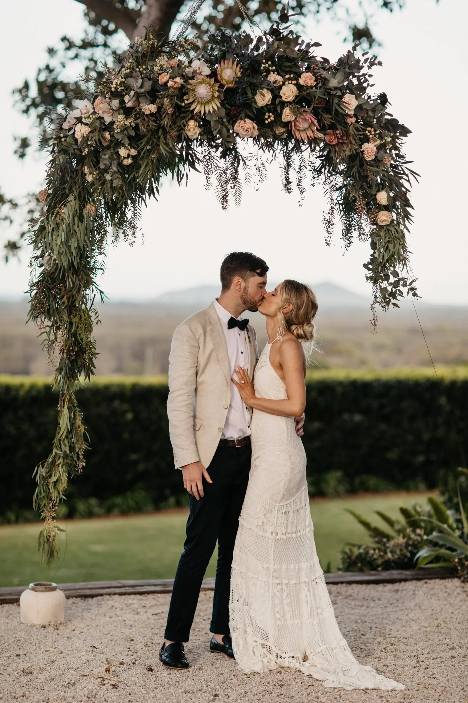 Newlyweds at Figtree Restaurant after a wedding planned by Creative Weddings Byron Bay.