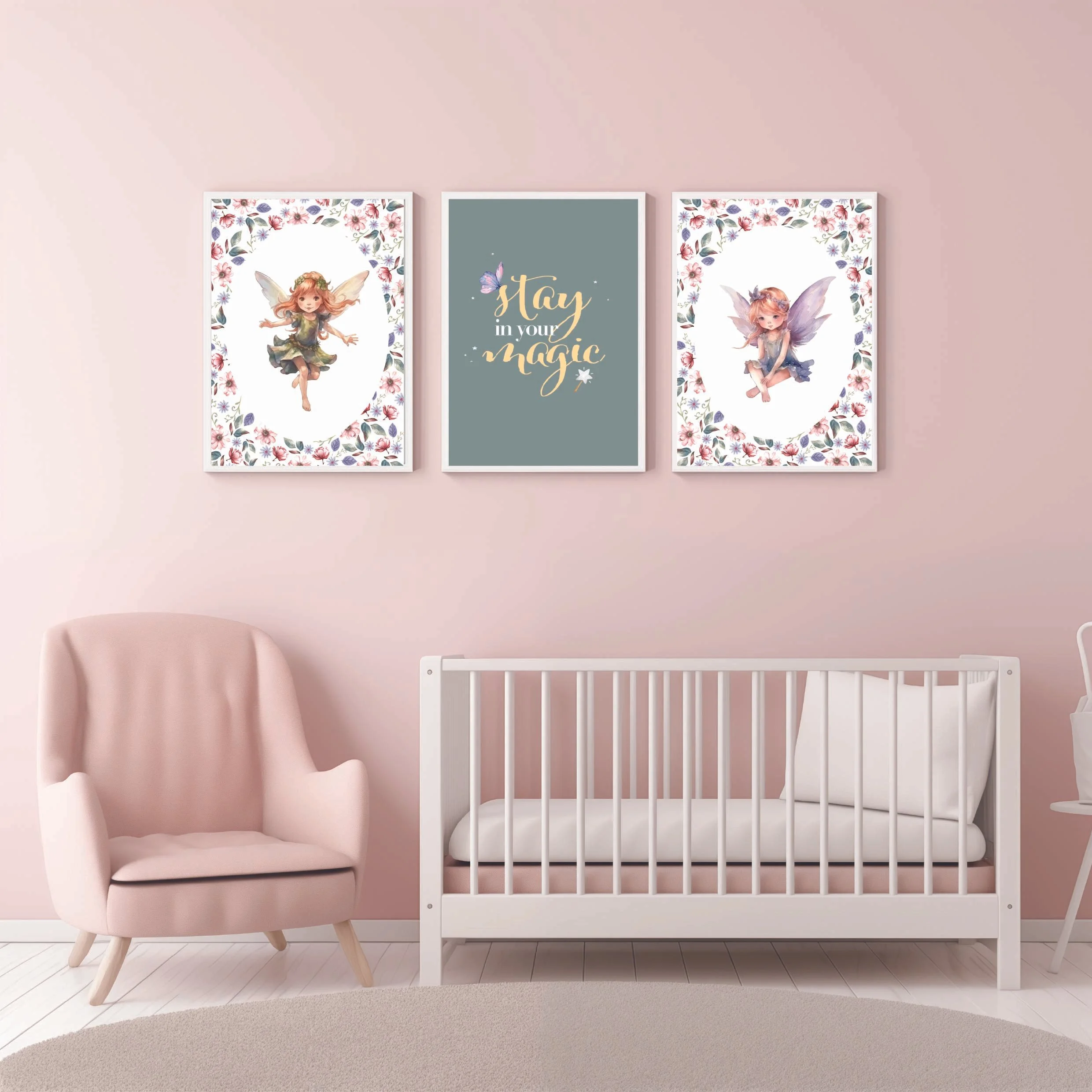Flower Fairy Wall Art Set - Sage