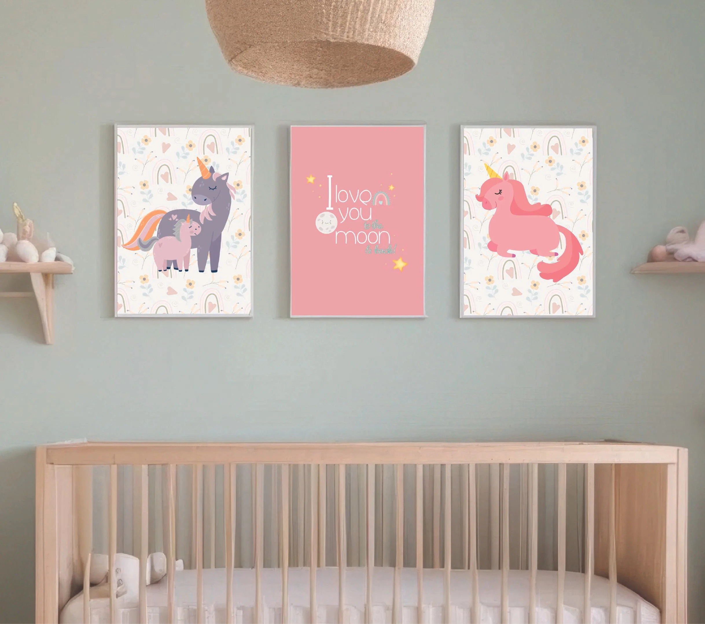 Moon-Love Unicorns Wall Art Set