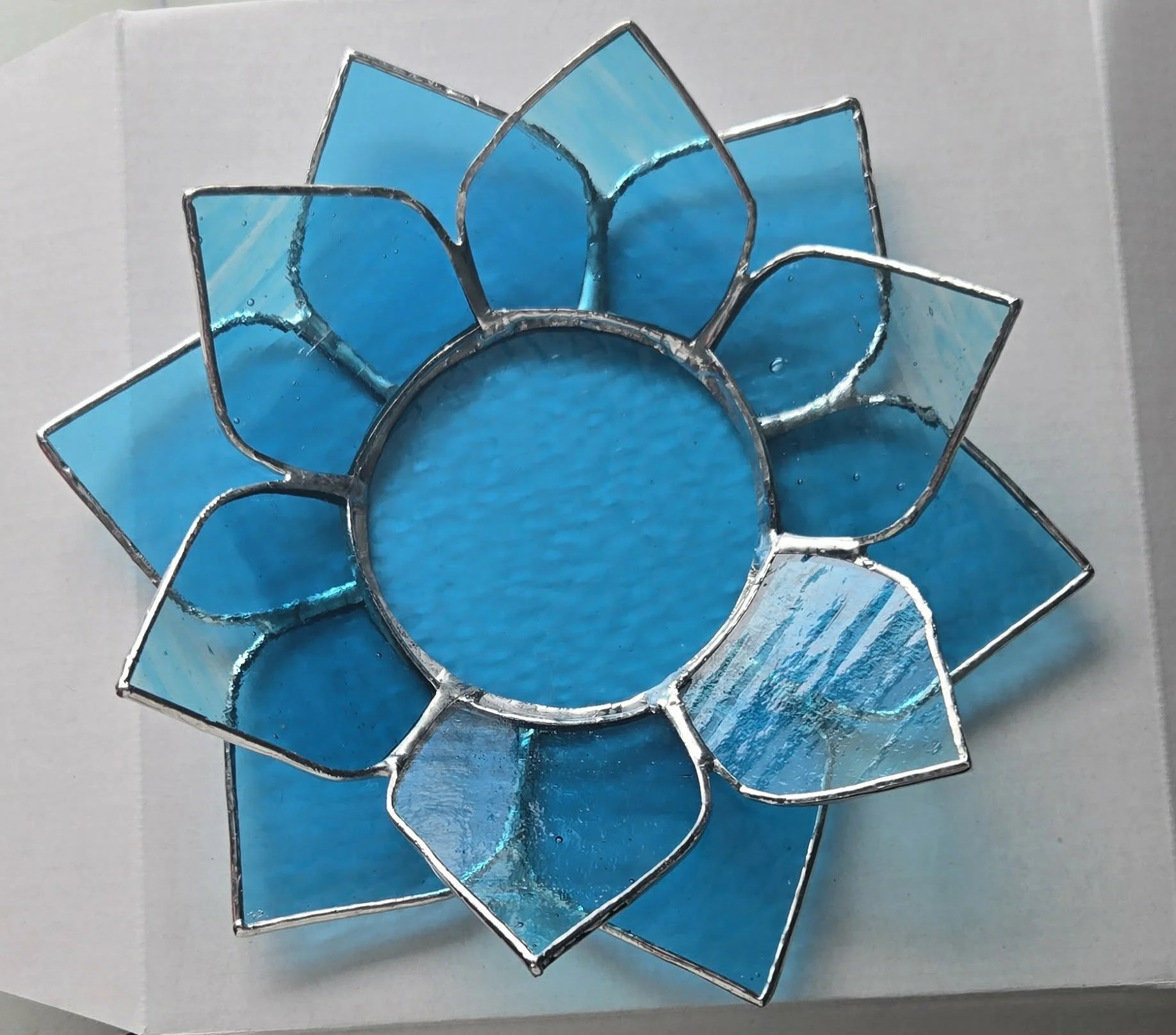 Blue Petal Stained Glass candle Holder