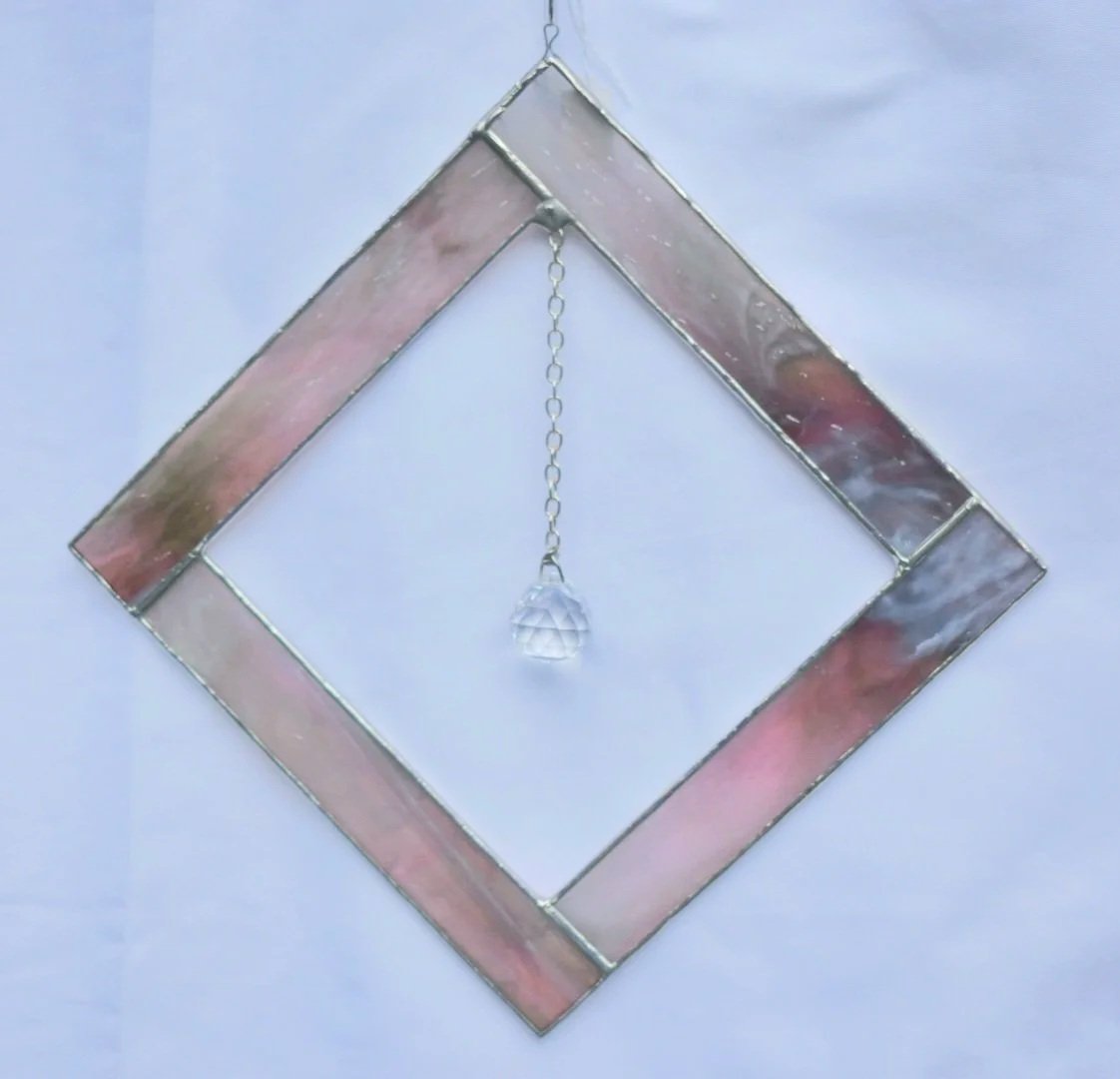 Handcrafted Stained Glass Sun Catcher spinner with Crystal Prism