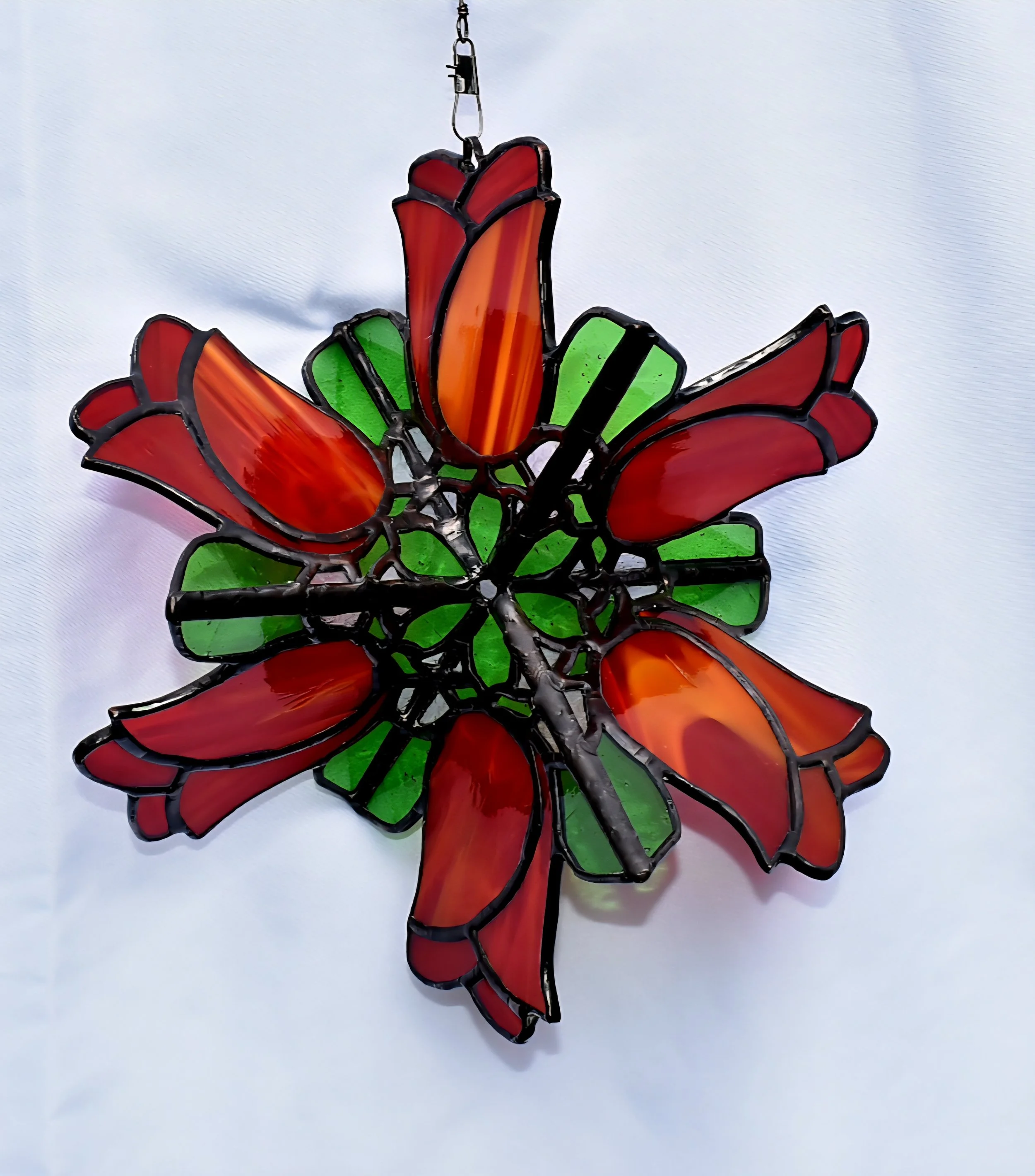 Exquisite Stained Glass Rose Bud Spinner