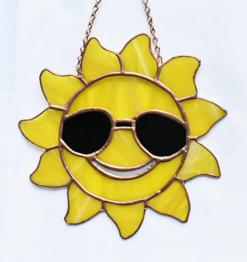 Smiling Stained Glass Sun Suncatcher