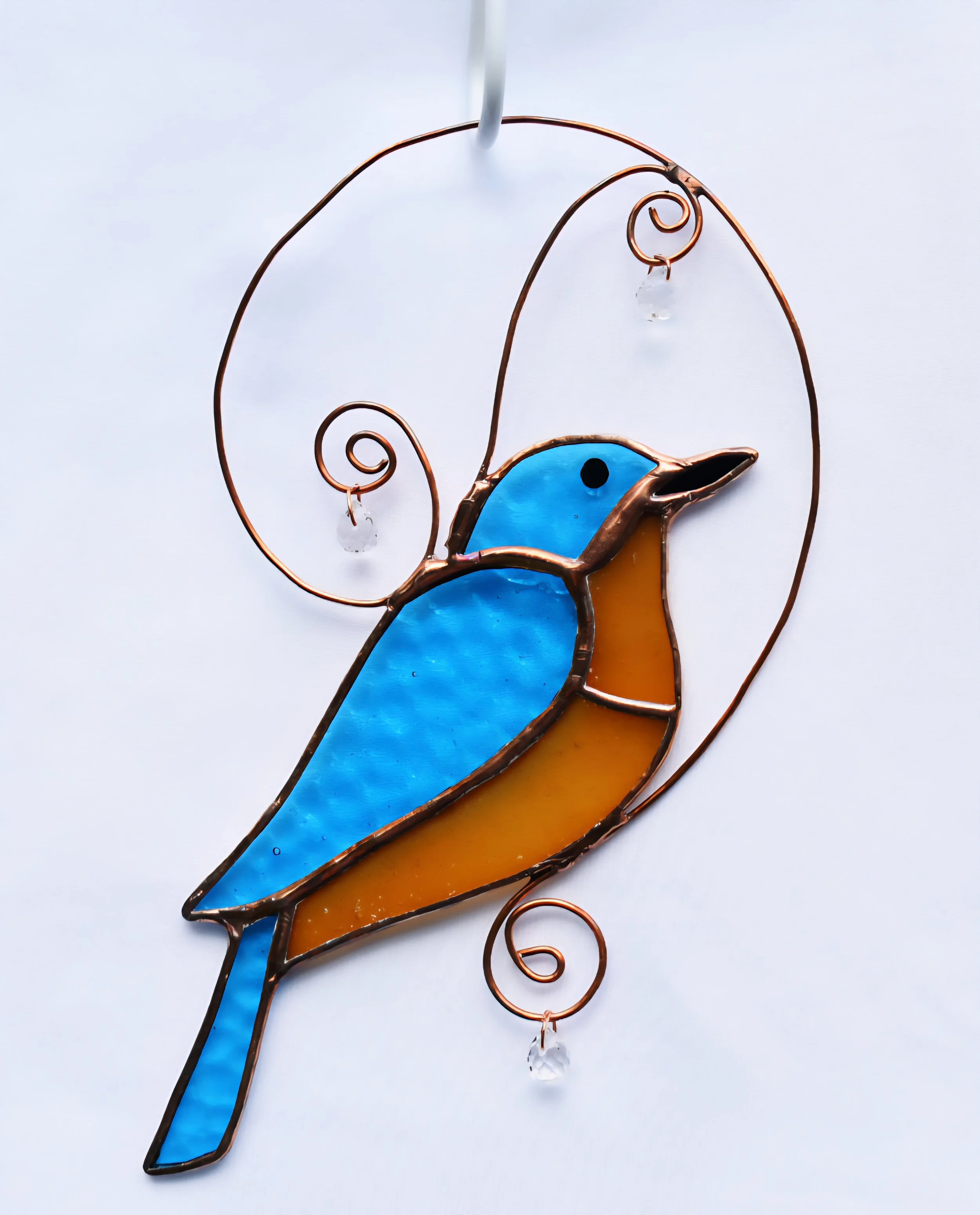 Stained Glass Blue Bird Suncatcher