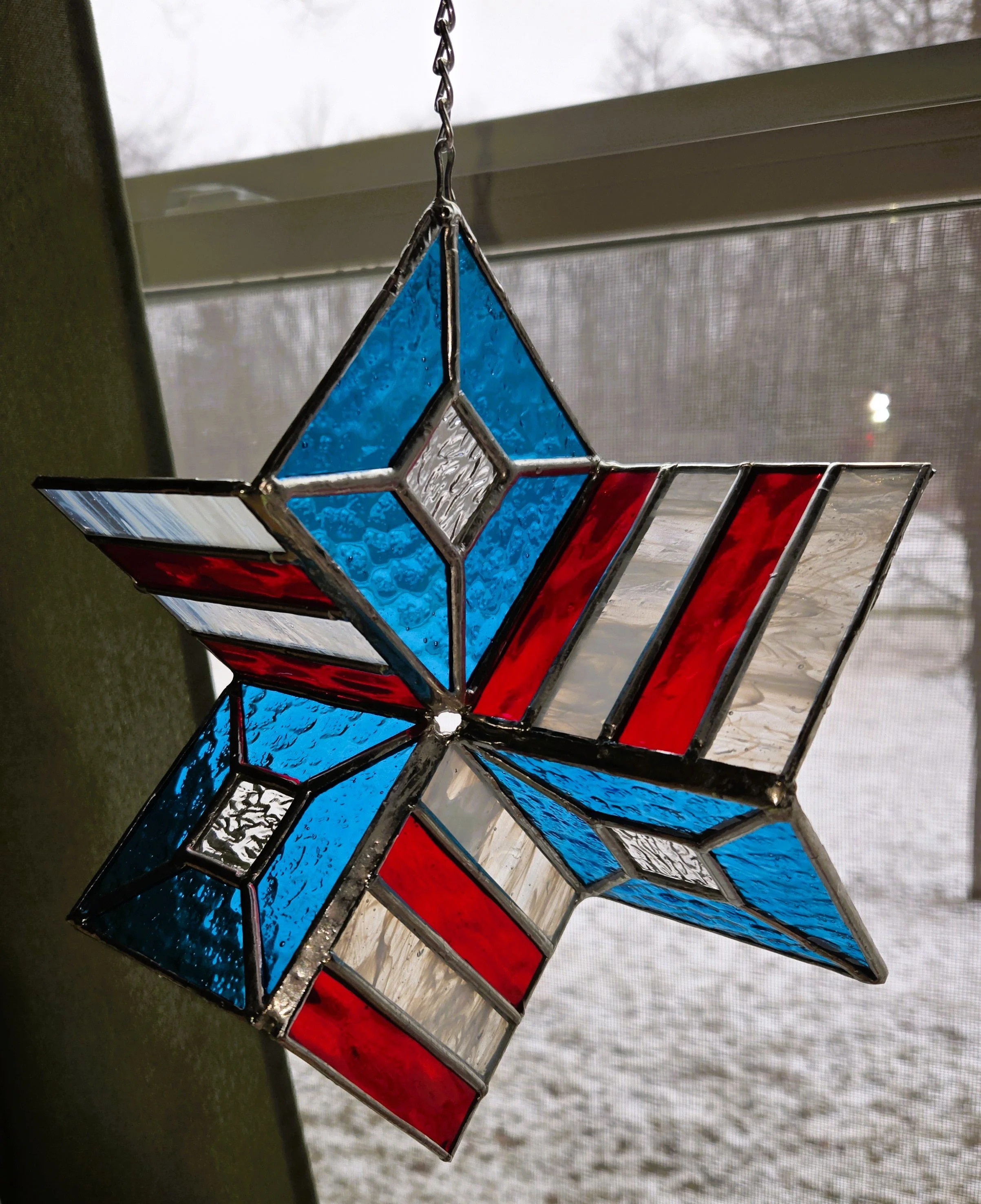 Patriotic Stained Glass Star Ornament