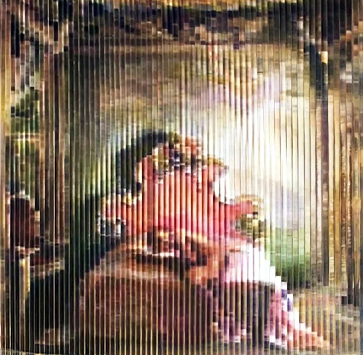 My Night At The Met (Lenticular Lens) - 2021, Pine, Clear Acrylic Rods, and Ink, 10” x 10”