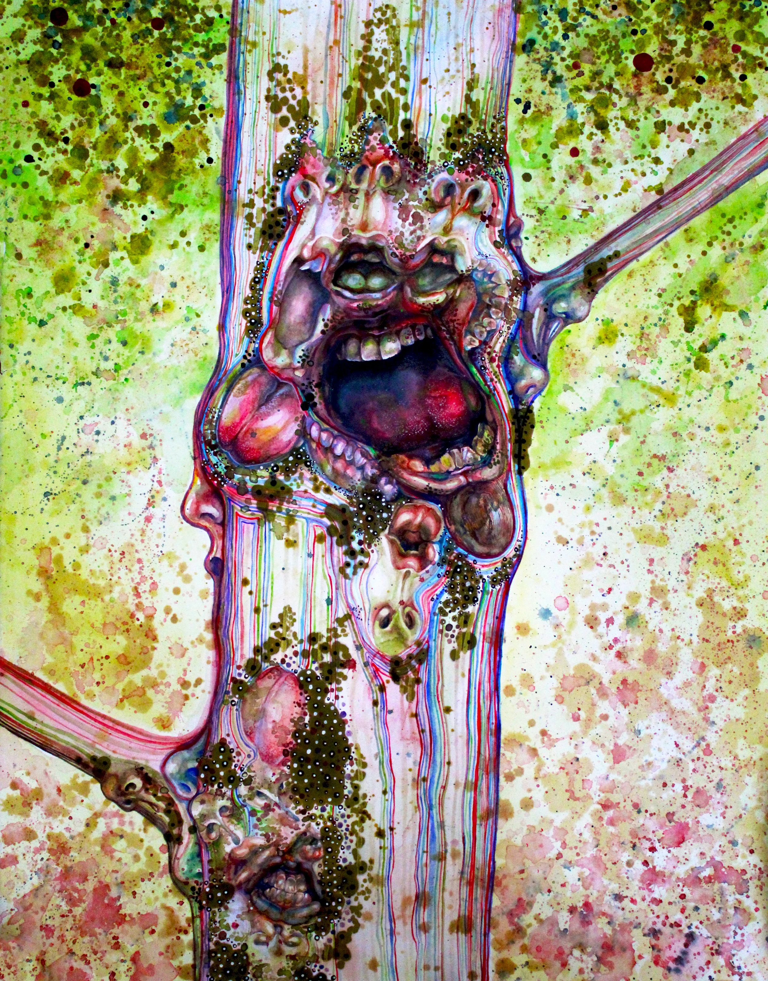 Screaming Tree - 2016, Watercolor on Paper, 24” x 36”