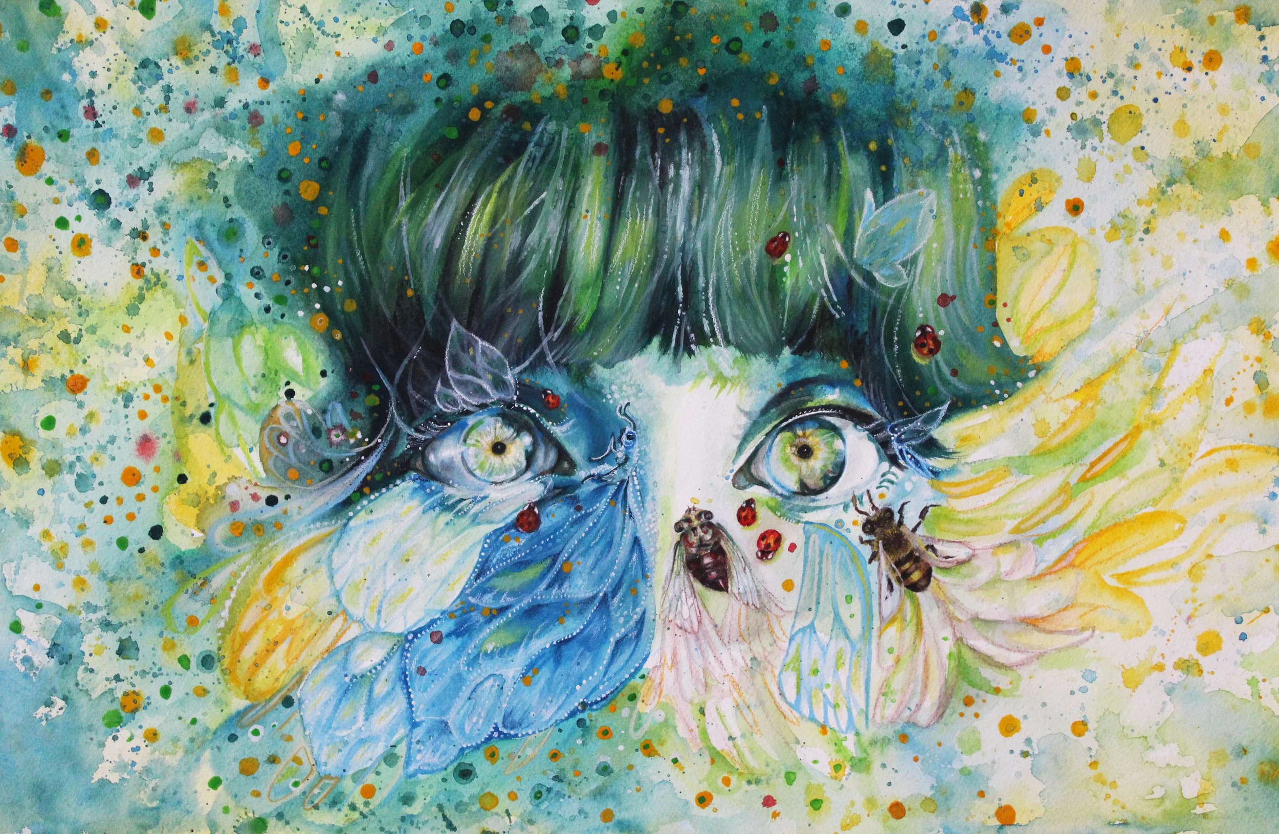Kayla - 2016, Watercolor on Paper, 8” x 14”