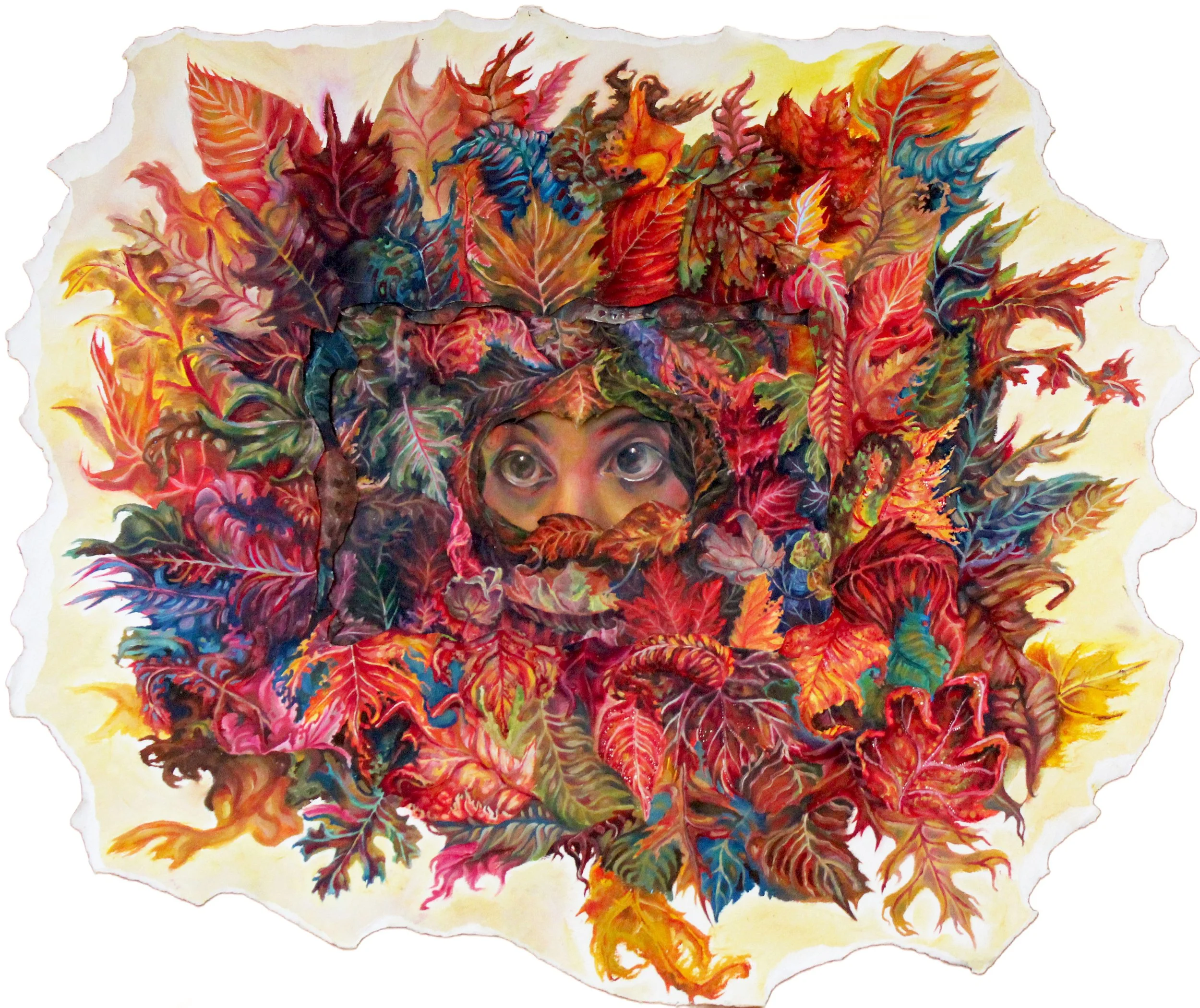 Peering Through The Leaves - 2016, Oil on Arches Oil Paper, 26” x 34”
