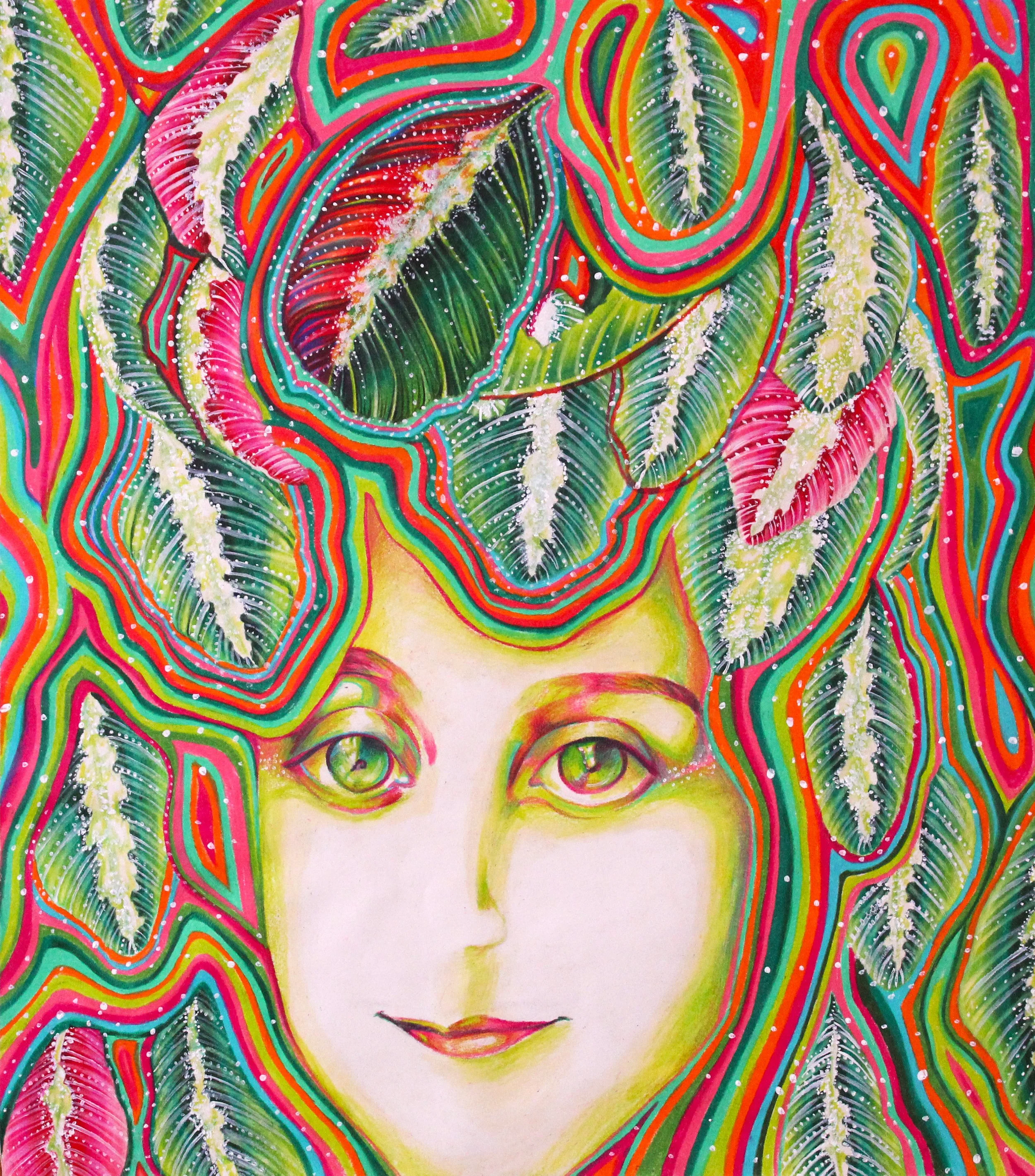 Angel Hair - 2015, Colored Pencil and Acrylic on Paper, 14” x 11”