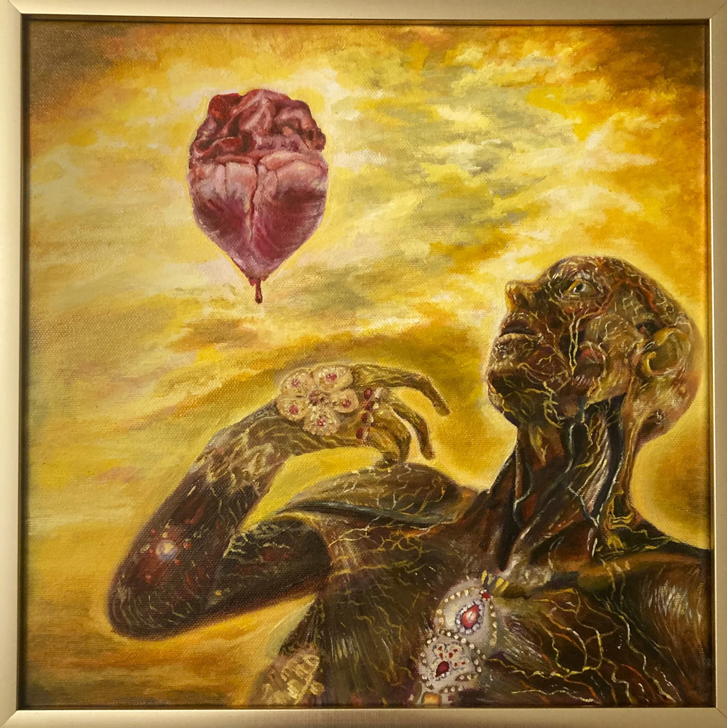 Of my Body - Of my Soul, 2024, Oil and Acrylic on Canvas, 10" x 10"