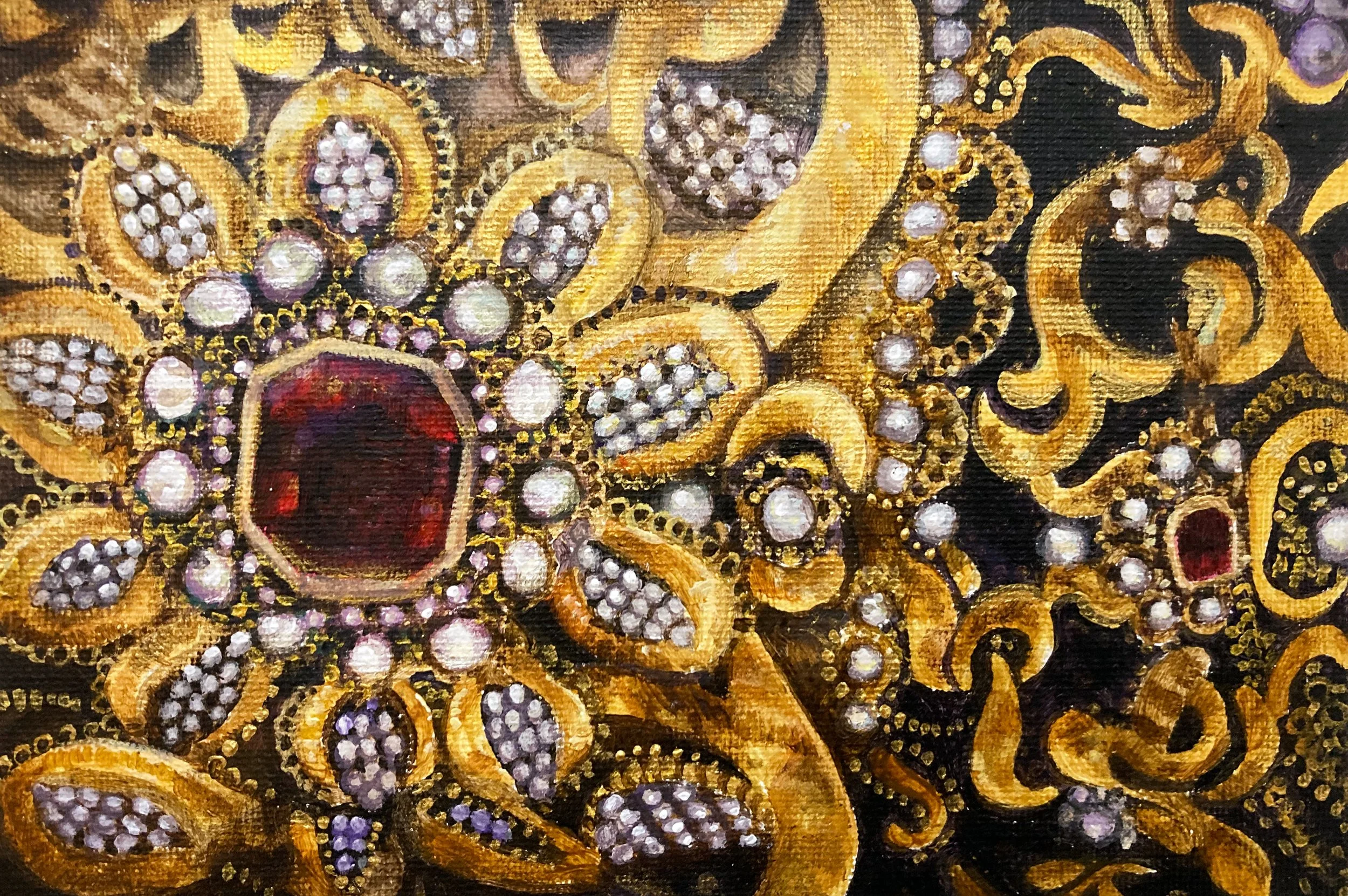 Gemburst - 2022, Acrylic on Canvas Board, 6” x 8”