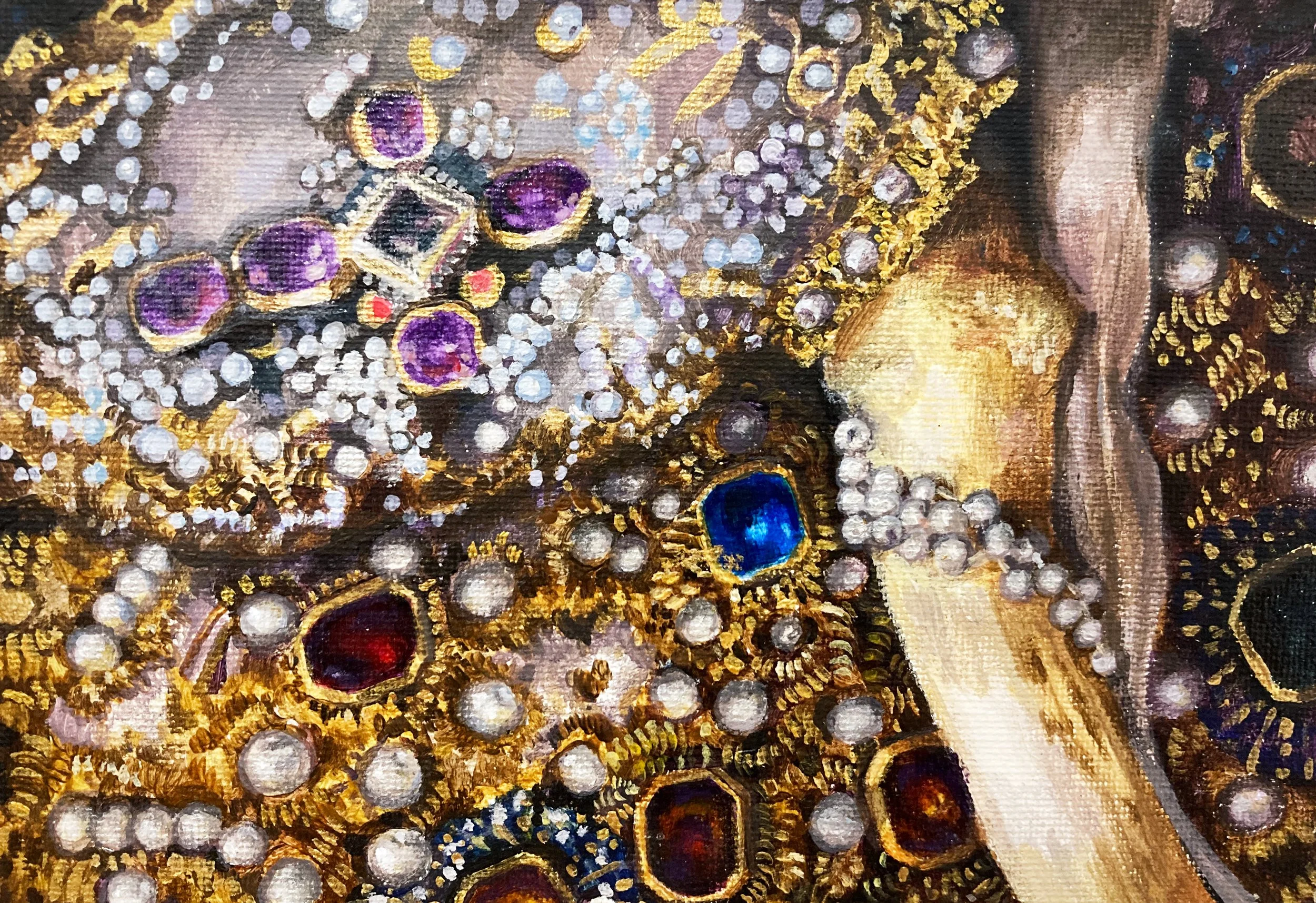 Clavicle Treasures - 2022, Acrylic on Canvas Board,  6" x 8"