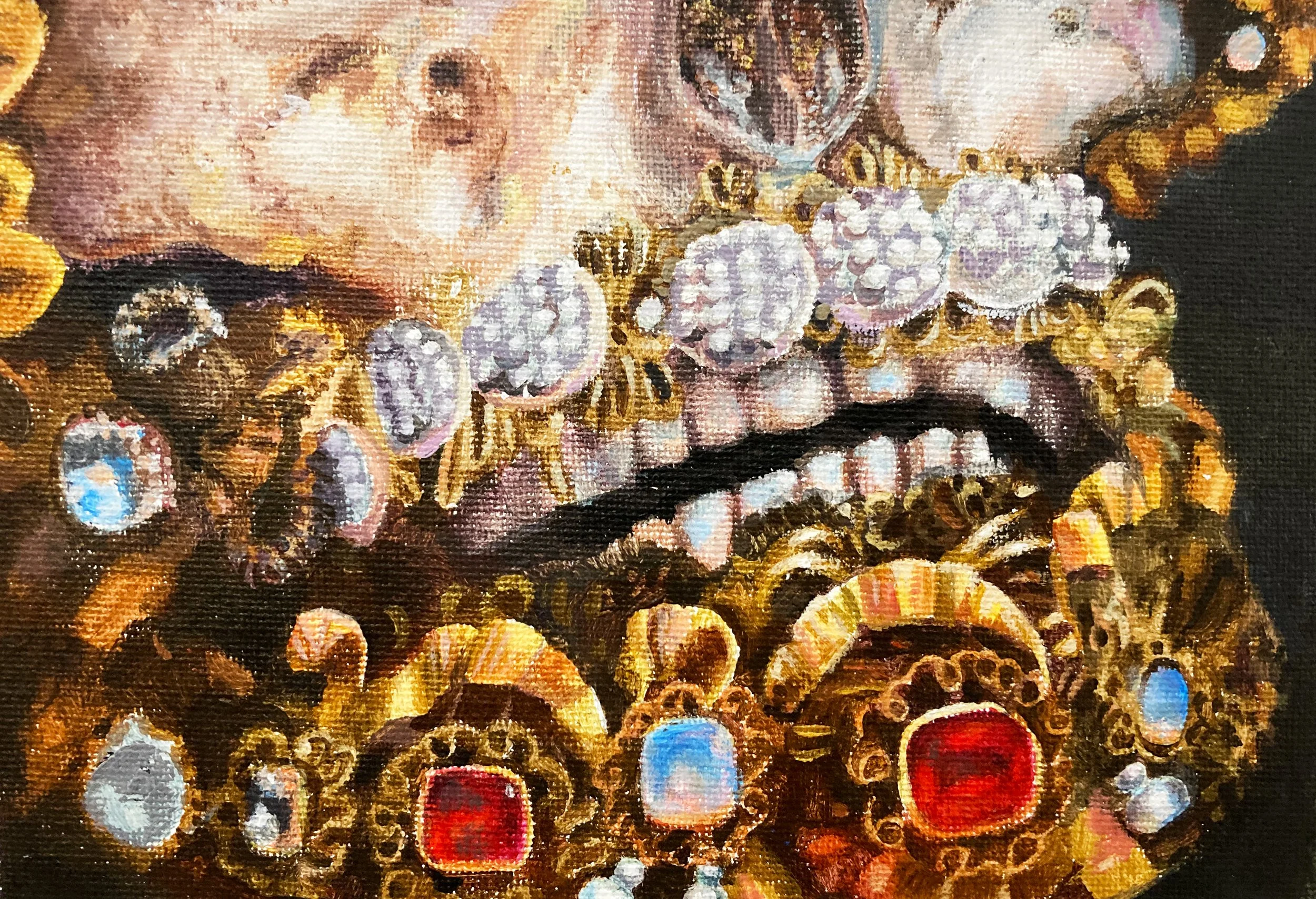 Breathless Gold - 2022, Acrylic on Canvas Board, 6" x 8"