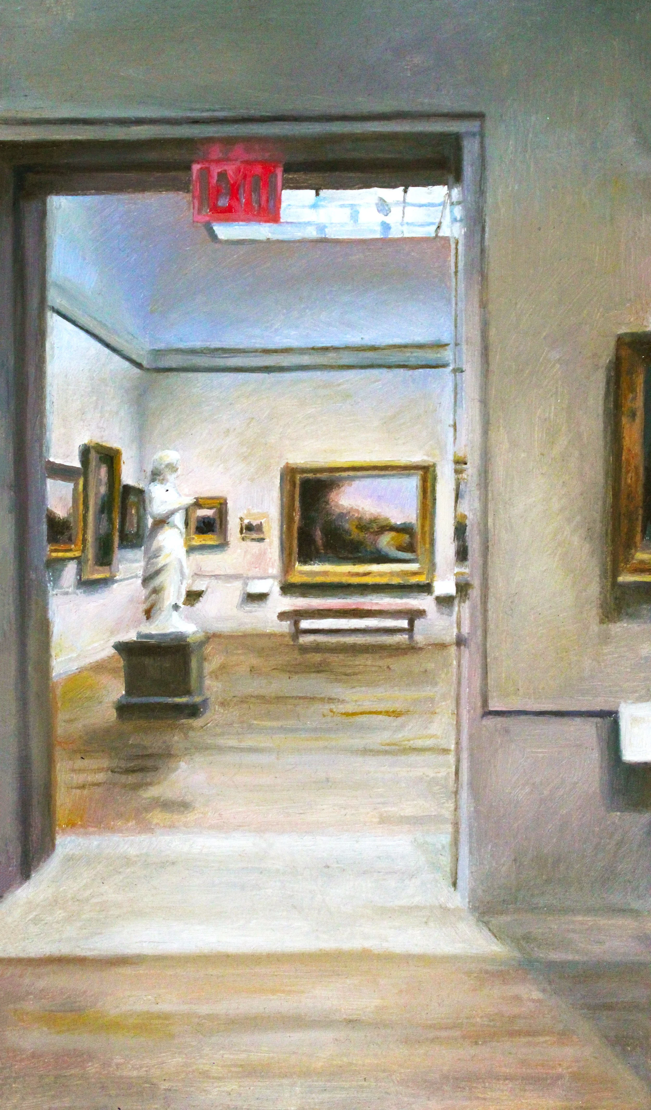 Peeking at the Hudson River School - 2020, Oil on Gessoed Paper, 6” x 8”