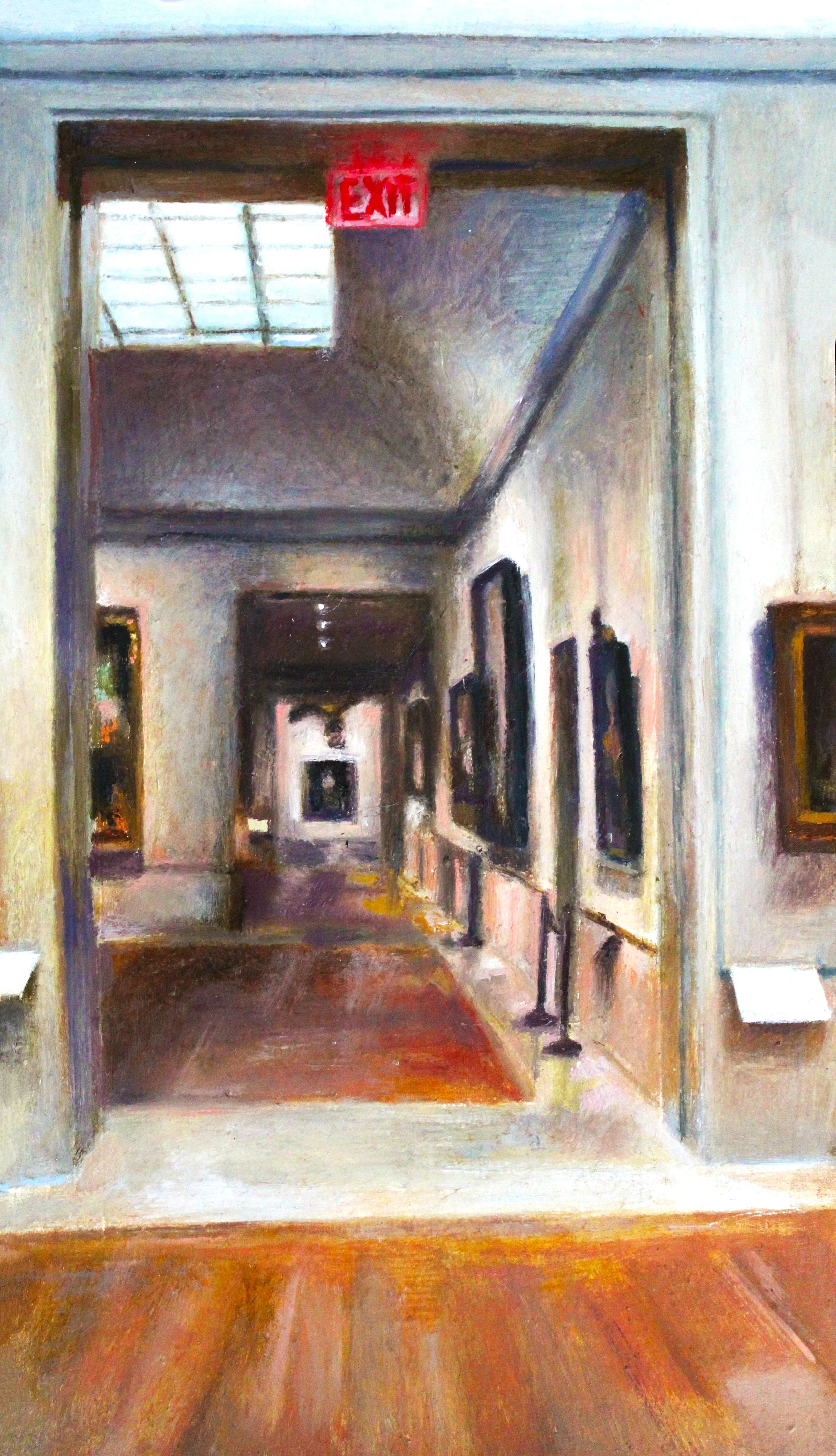 Down the Hall of the American Wing   - 2020, Oil on Gessoed Paper, 6” x 8”