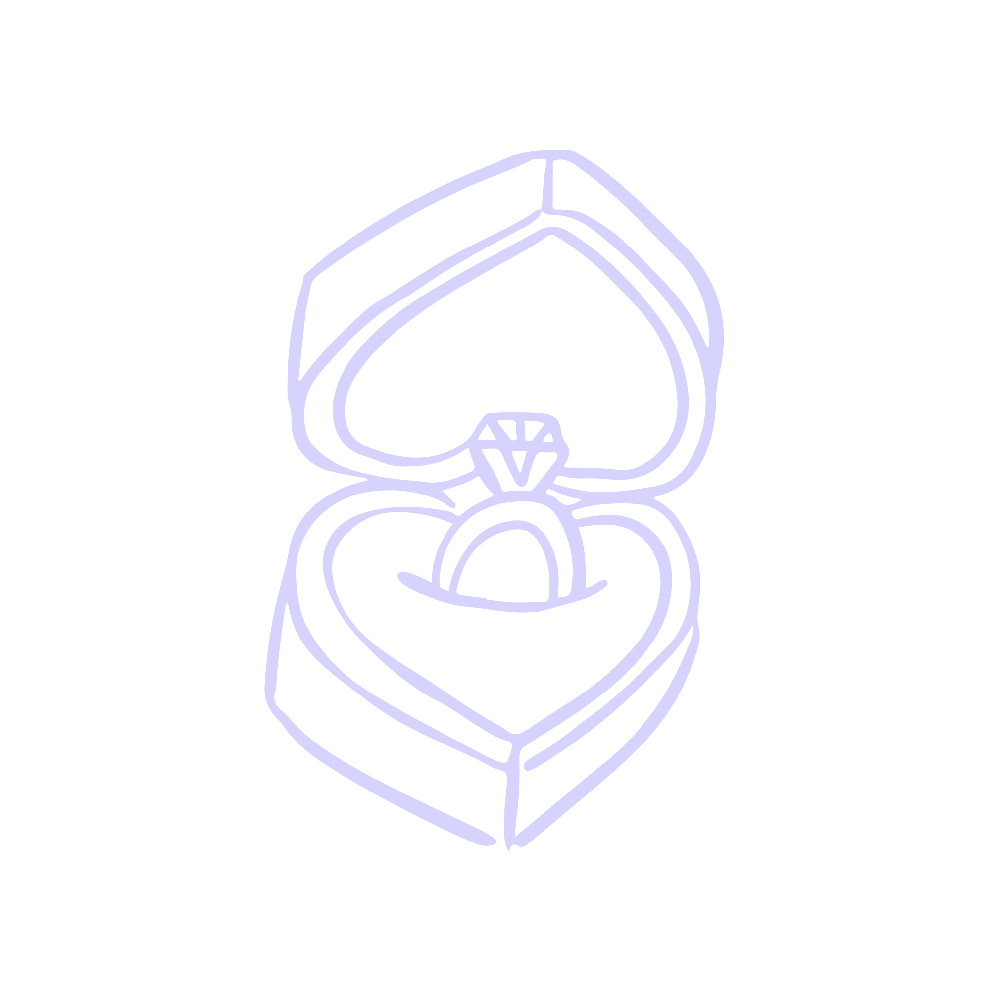 Illustration of a diamond ring inside an open jewelry box with a heart-shaped lining, depicted in a minimalistic neon line art style.