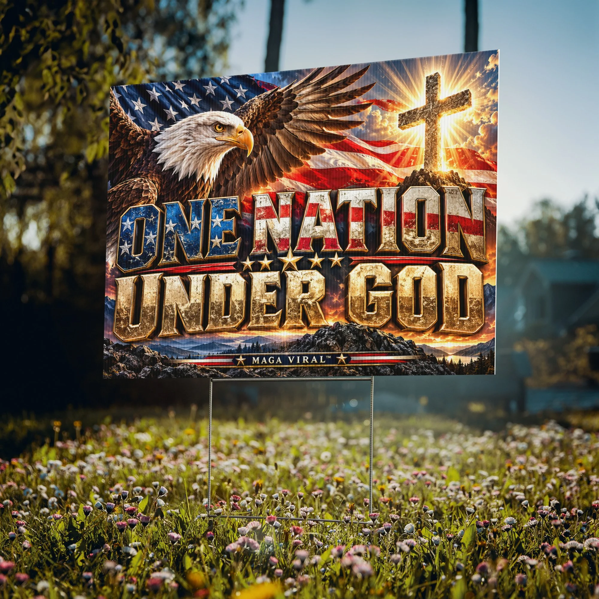 MAGA Viral™ | One Nation Under God | Double-Sided Patriotic Yard Sign