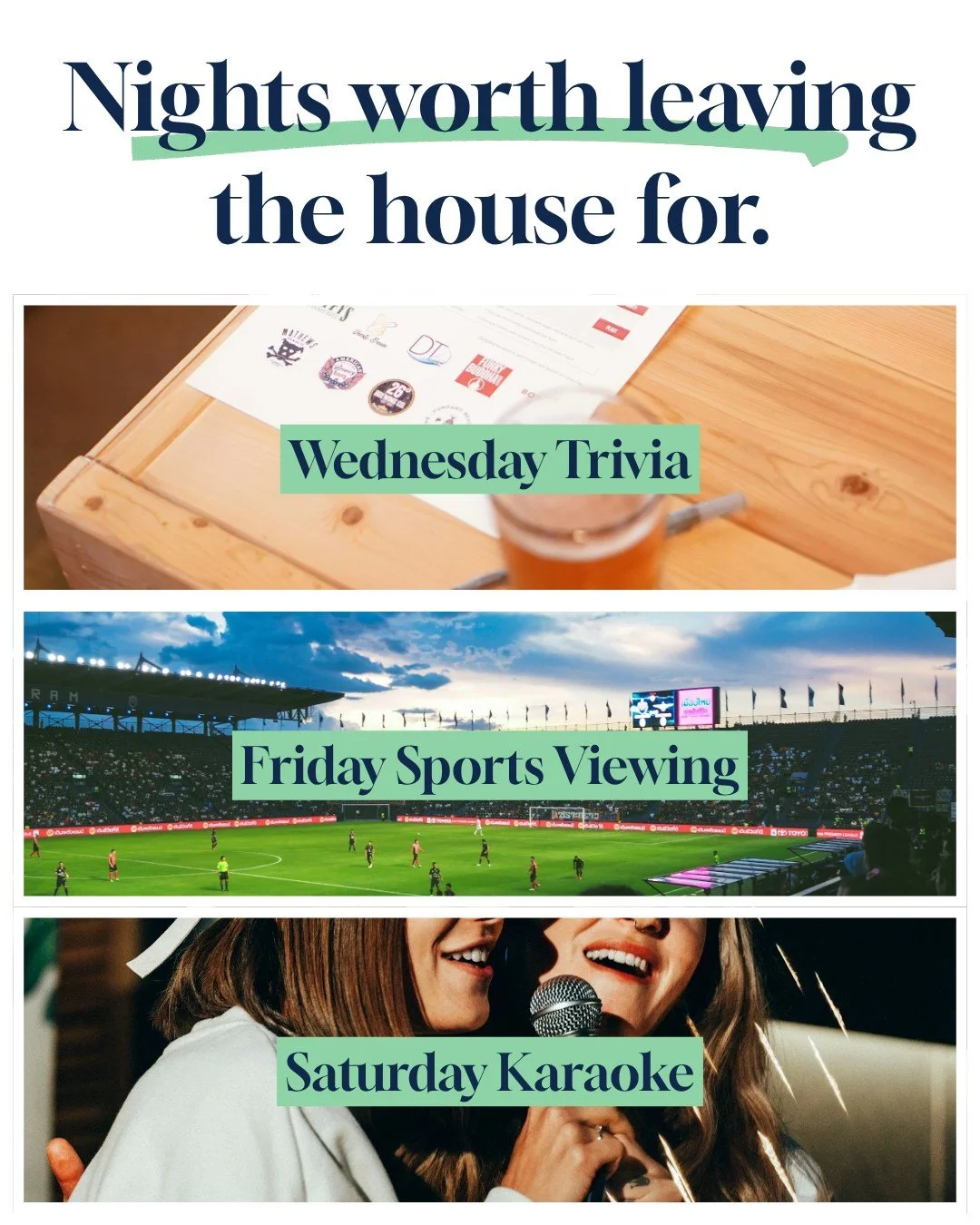Some nights you just need somewhere to be.

Somewhere the music's on, the crowd's warm and the week melts away before the first drink's finished.

🧠 Wednesday trivia 
🪩 Friday sports viewing 
🎤 Saturday karaoke 

#TheSettlersTavern has been that p