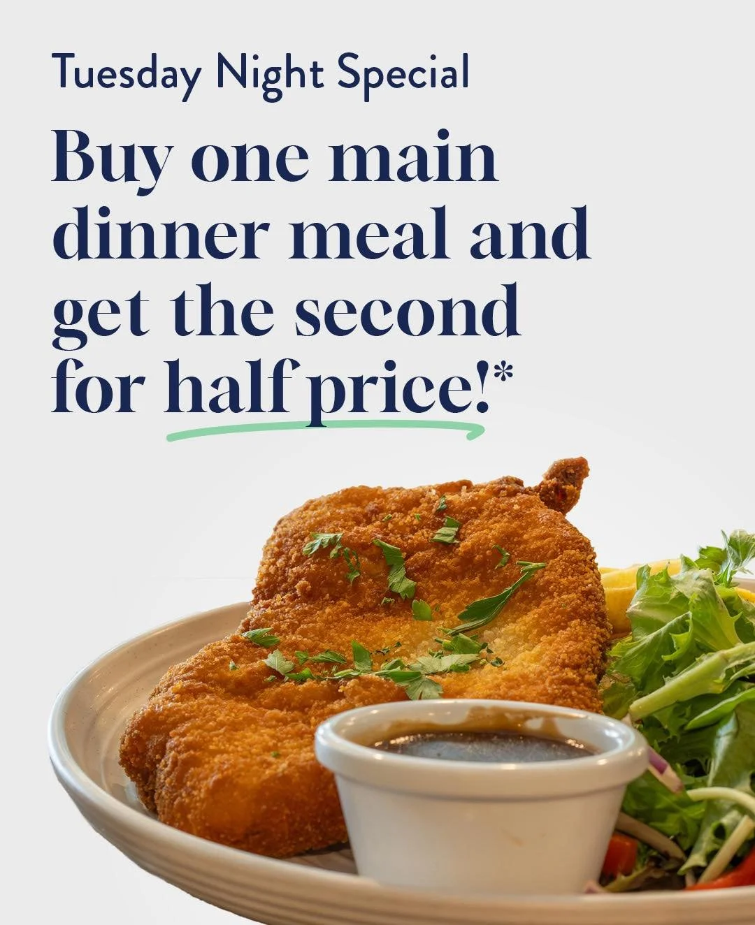 Two meals. One great deal.

Make Tuesday night a pub night at the Settlers Tavern. Buy one main meal and get your second half price*

Grab your favourite person, pull up a seat and let us take care of dinner.

*Conditions apply. Meals must be ordered