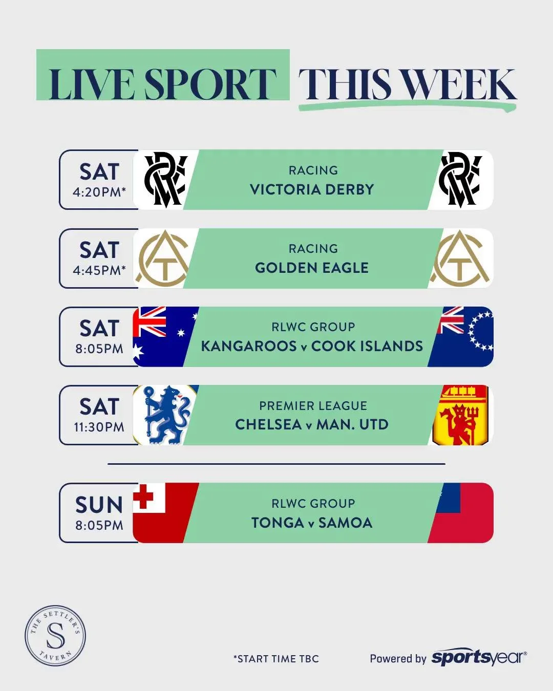 You know it&rsquo;ll be on at Settlers. Gosford&rsquo;s Sports Pub, with a 9-metre sports wall, cold beers and all your pub favourites 🏉🏇⚽

From the Victoria Derby and Golden Eagle to international rugby league and Premier League action, there&rsqu