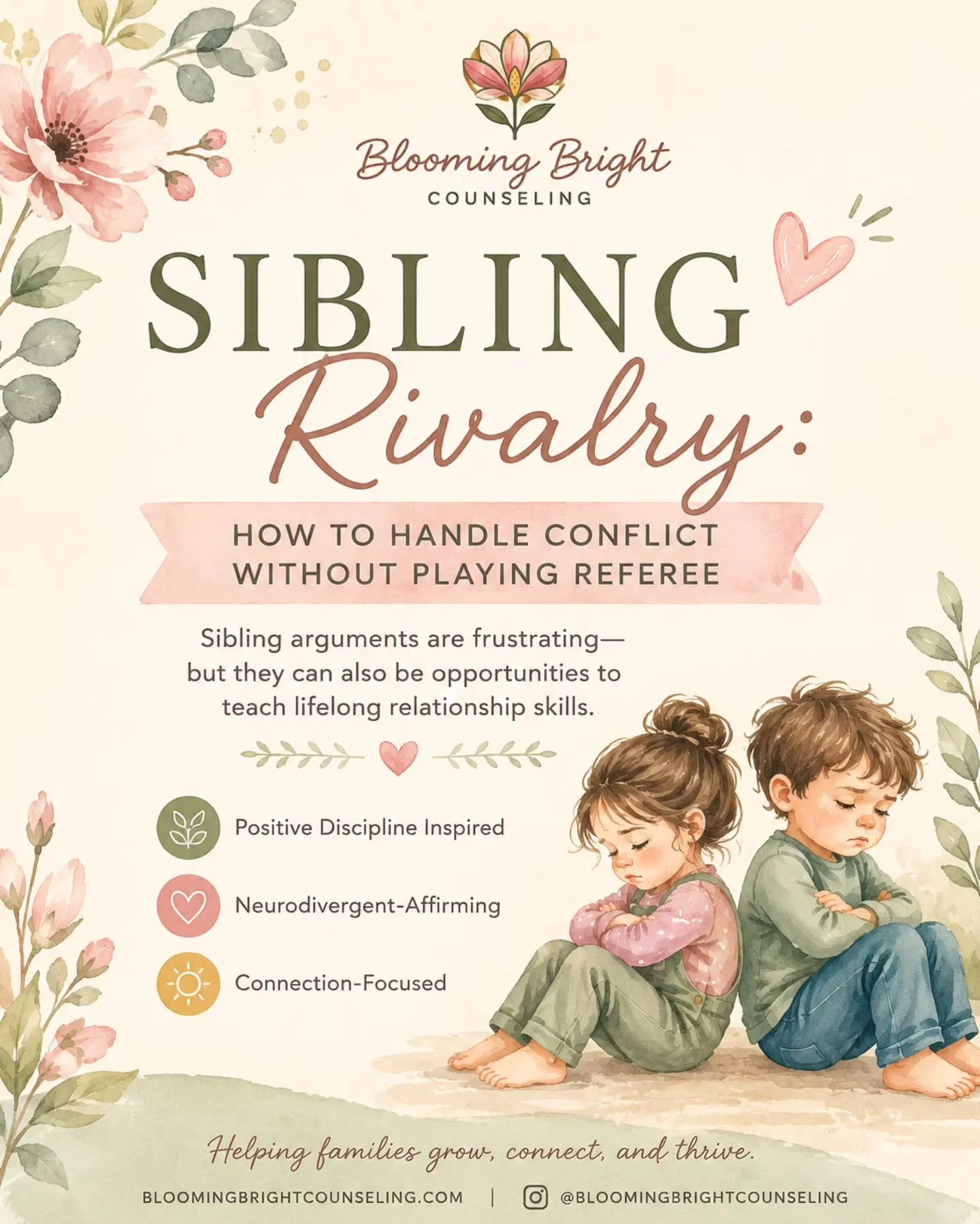 If you have more than one child, you've probably heard:

🗣️ "That's not fair!"
🗣️ "She's touching my stuff!"
🗣️ "He always gets more than me!"

Sibling conflict is normal&mdash;but constantly playing referee can leave