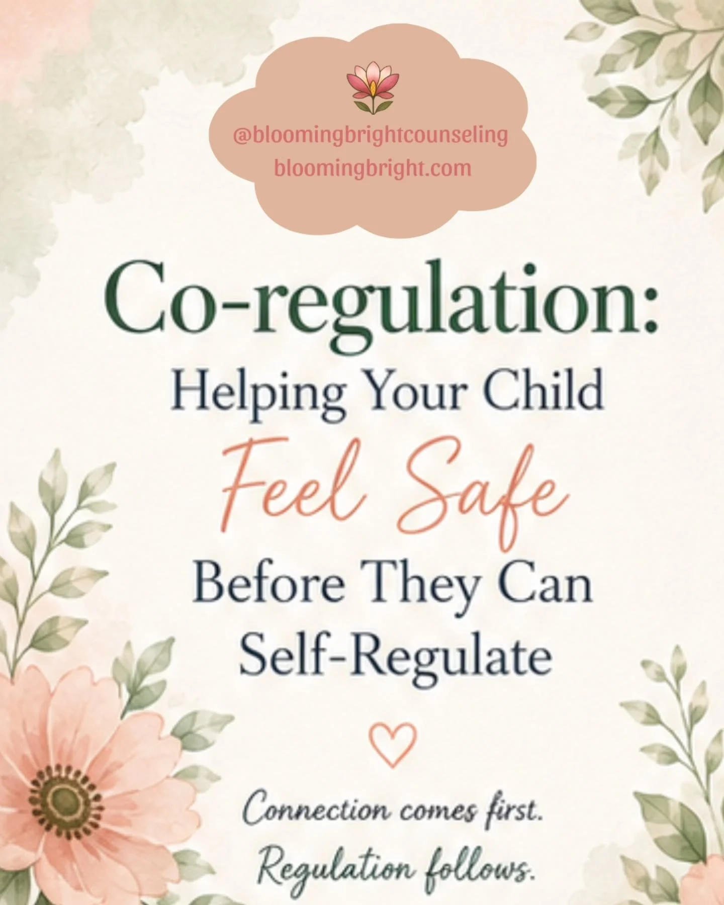 Co-regulation comes before self-regulation.

Before our kids can calm themselves, they need us to be their calm.
Our presence, our tone, and our connection help their nervous system feel safe.

Co-regulation can look like:
✨ Sitting nearby during a m